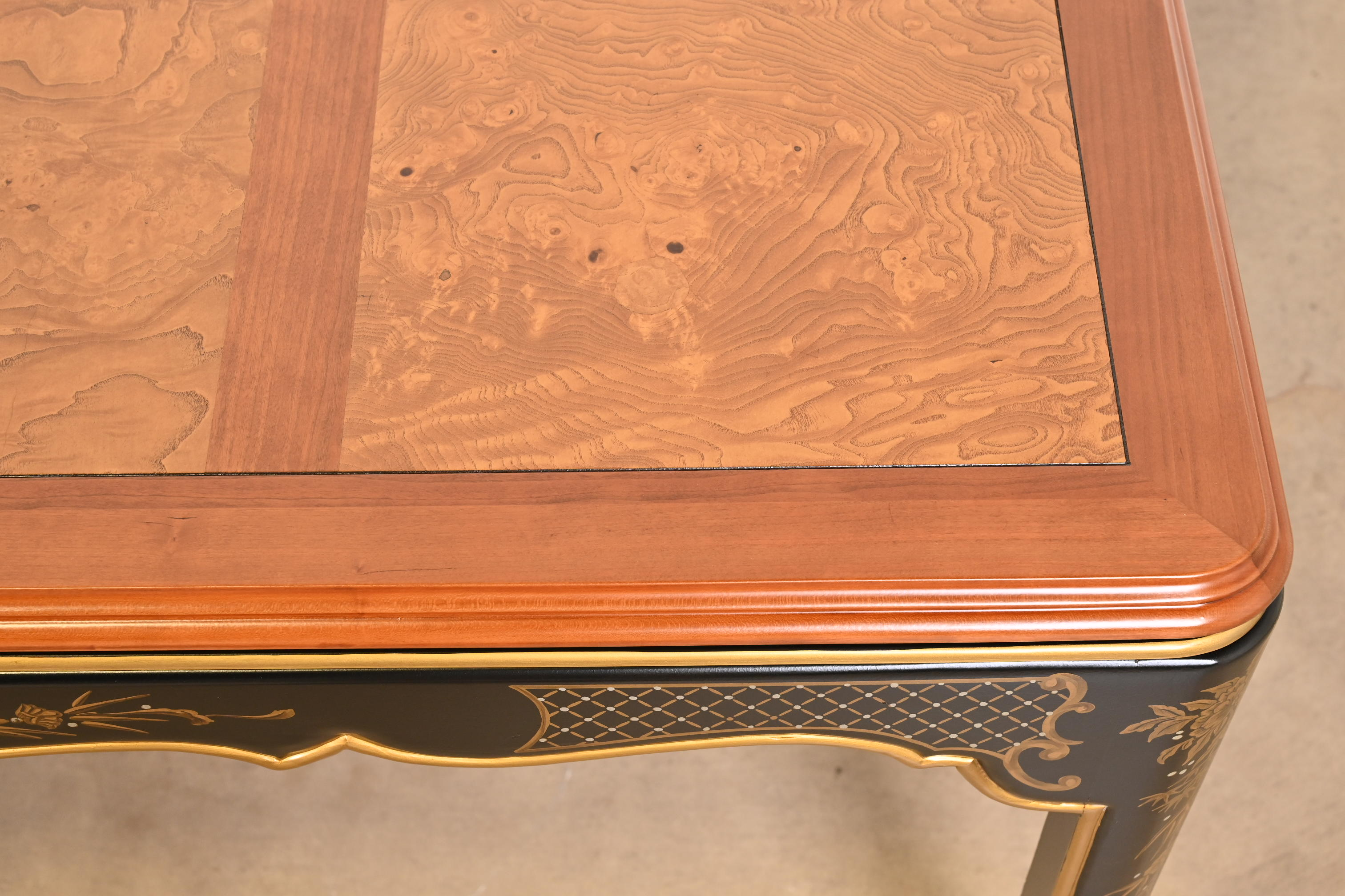Kindel Furniture Hollywood Regency Chinoiserie Extension Dining Table, Newly Refinished - Image 7