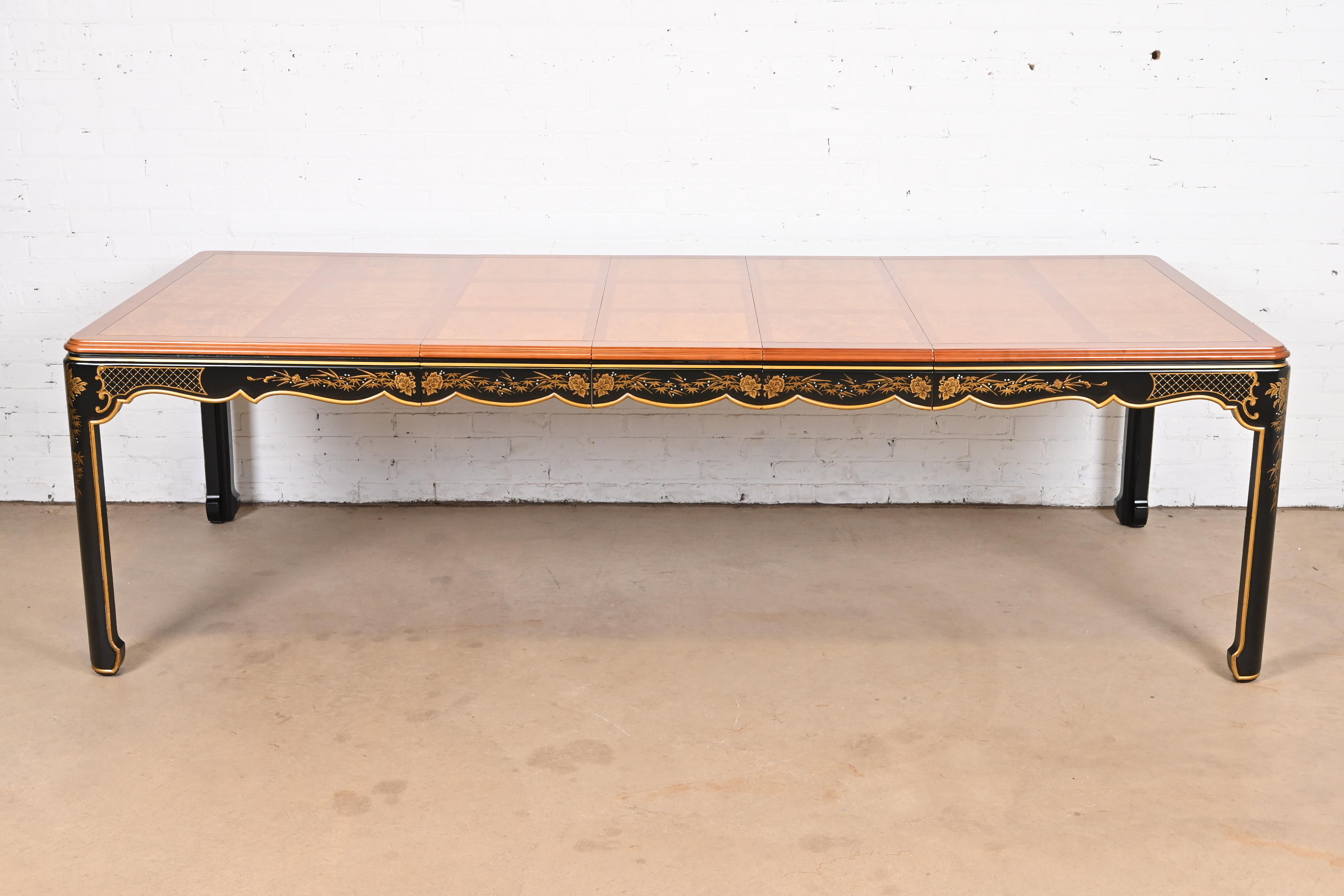 Kindel Furniture Hollywood Regency Chinoiserie Extension Dining Table, Newly Refinished - Image 2