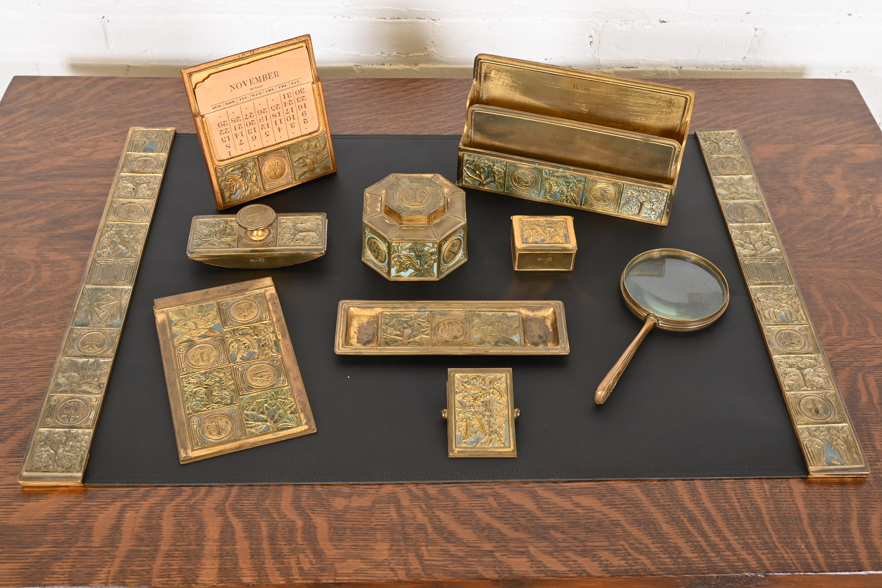 Tiffany Studios New York Bookmark Pattern Bronze Inkwell - Image 11