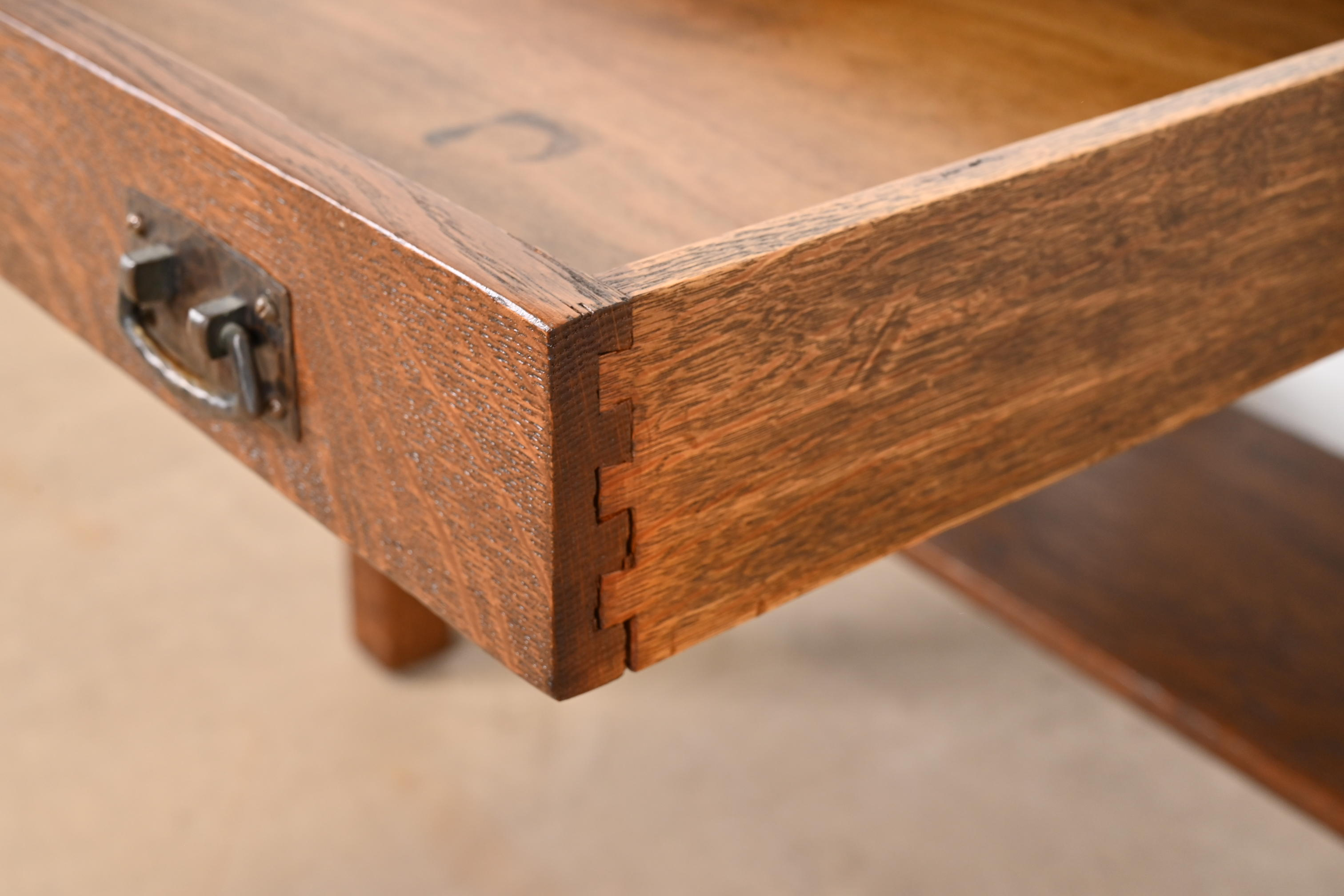 Antique L. & J. G. Stickley Mission Oak Arts & Crafts Writing Desk or Library Table, Newly Restored - Image 6