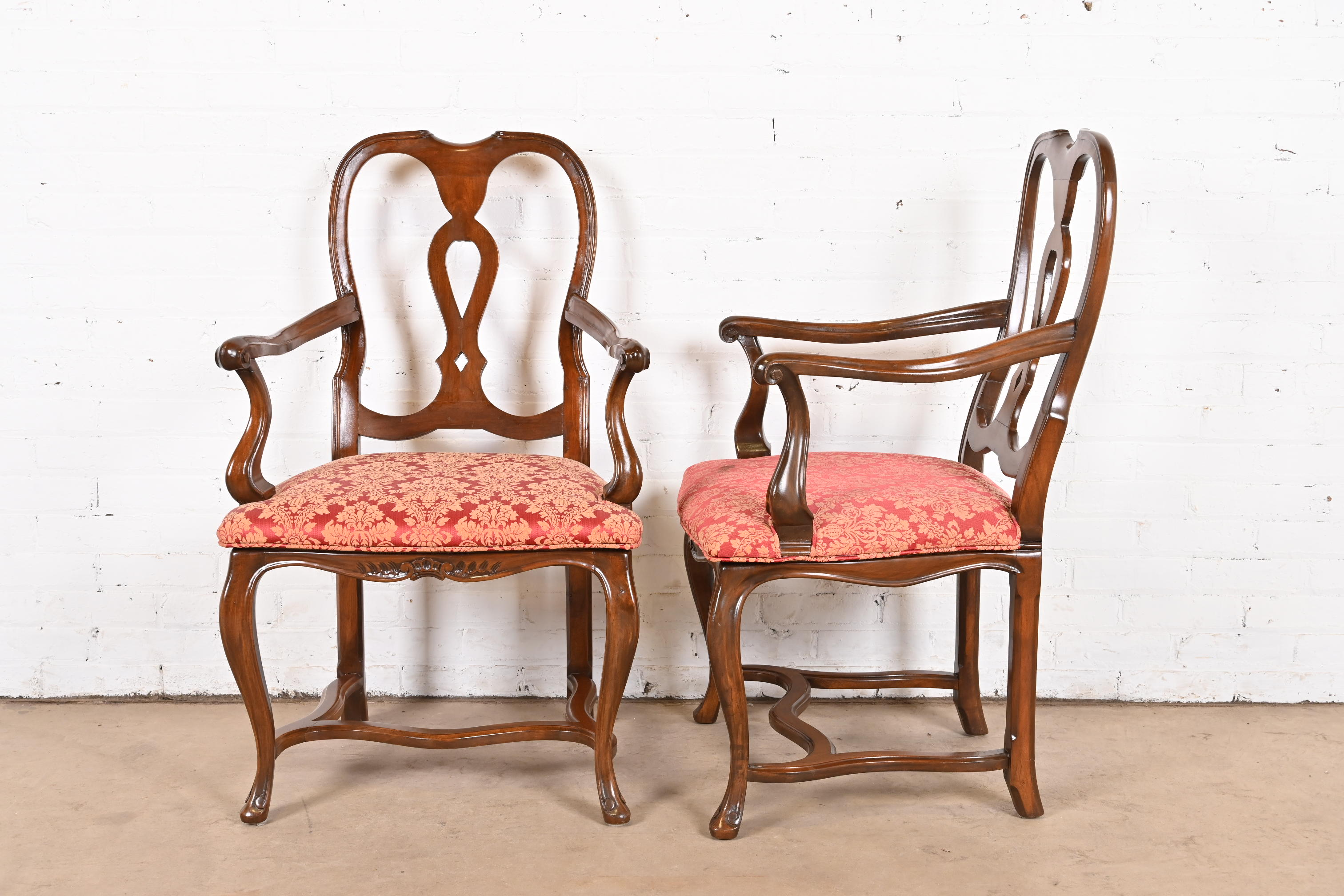 Baker Furniture Italian Provincial Louis XV Carved Walnut Dining Chairs, Set of Eight - Image 9