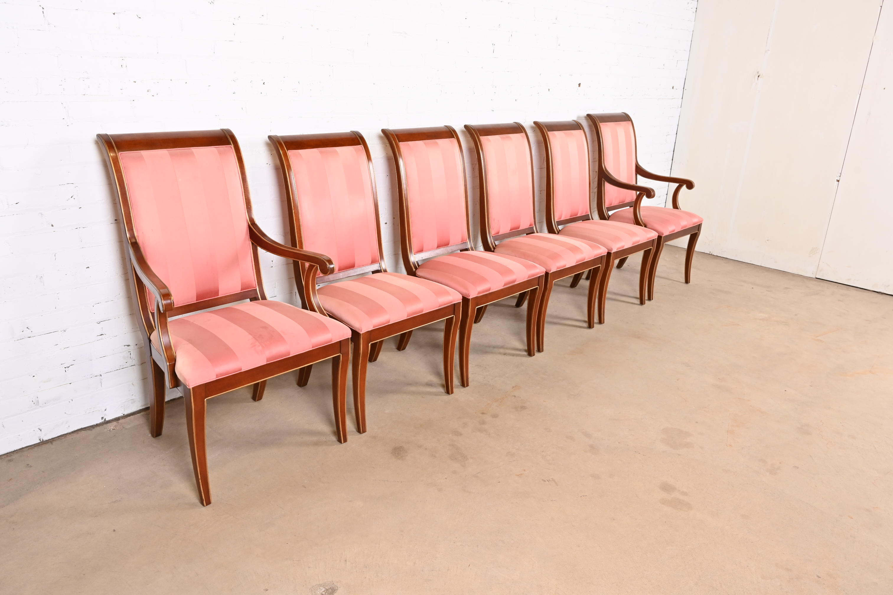 E. J. Victor Regency Carved Mahogany and Gold Gilt Dining Chairs, Set of Six - Image 3