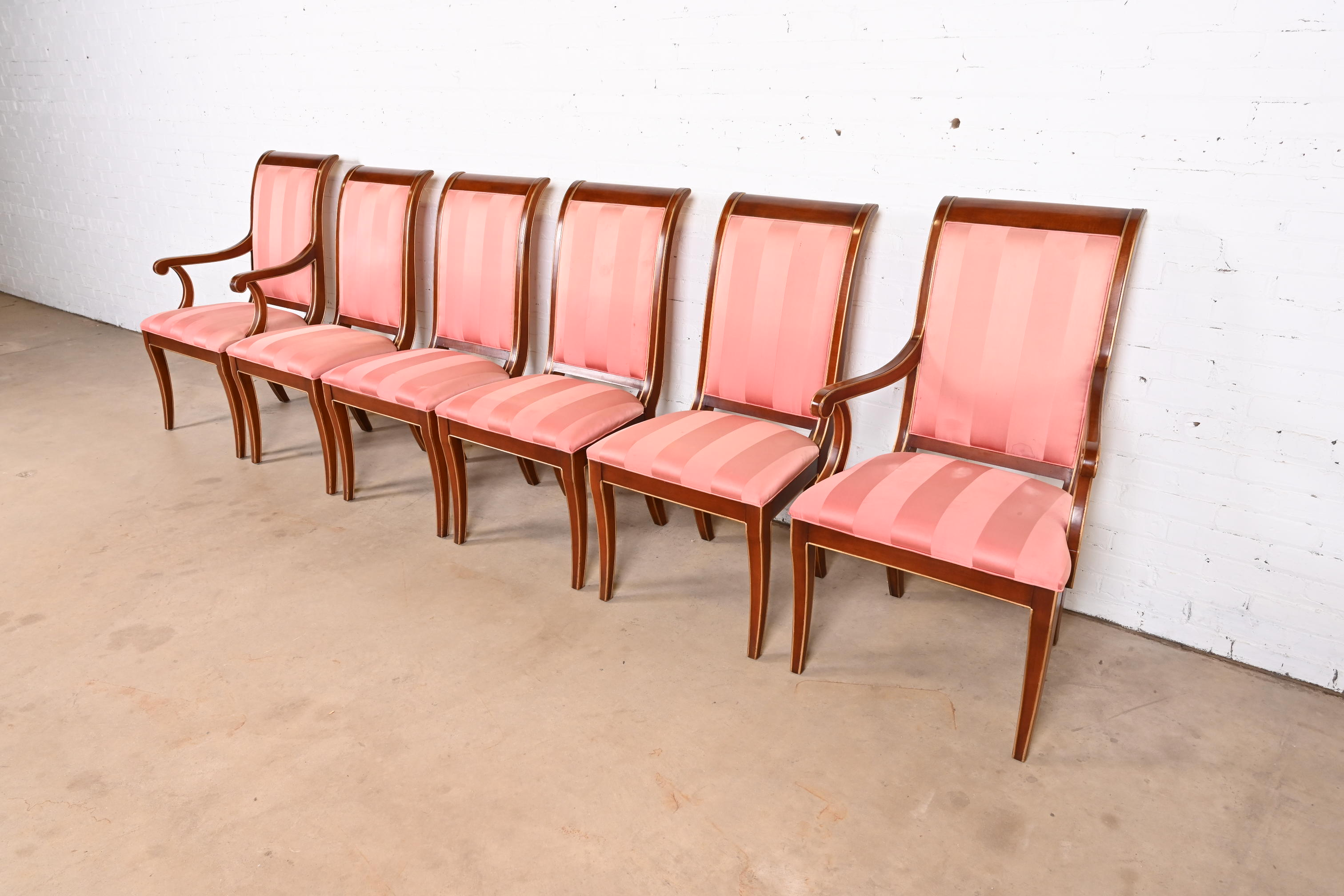 E. J. Victor Regency Carved Mahogany and Gold Gilt Dining Chairs, Set of Six - Image 2