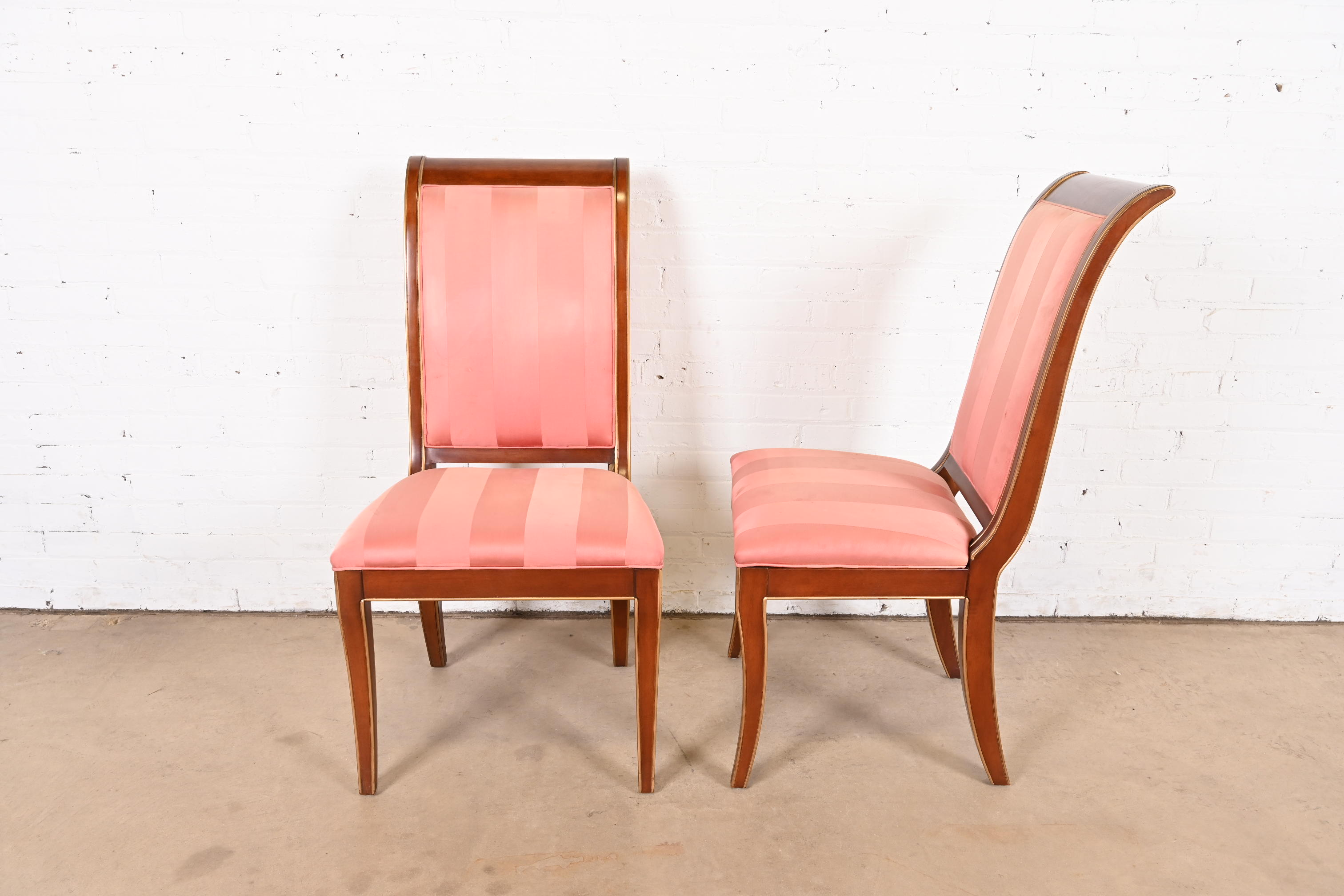 E. J. Victor Regency Carved Mahogany and Gold Gilt Dining Chairs, Set of Six - Image 8