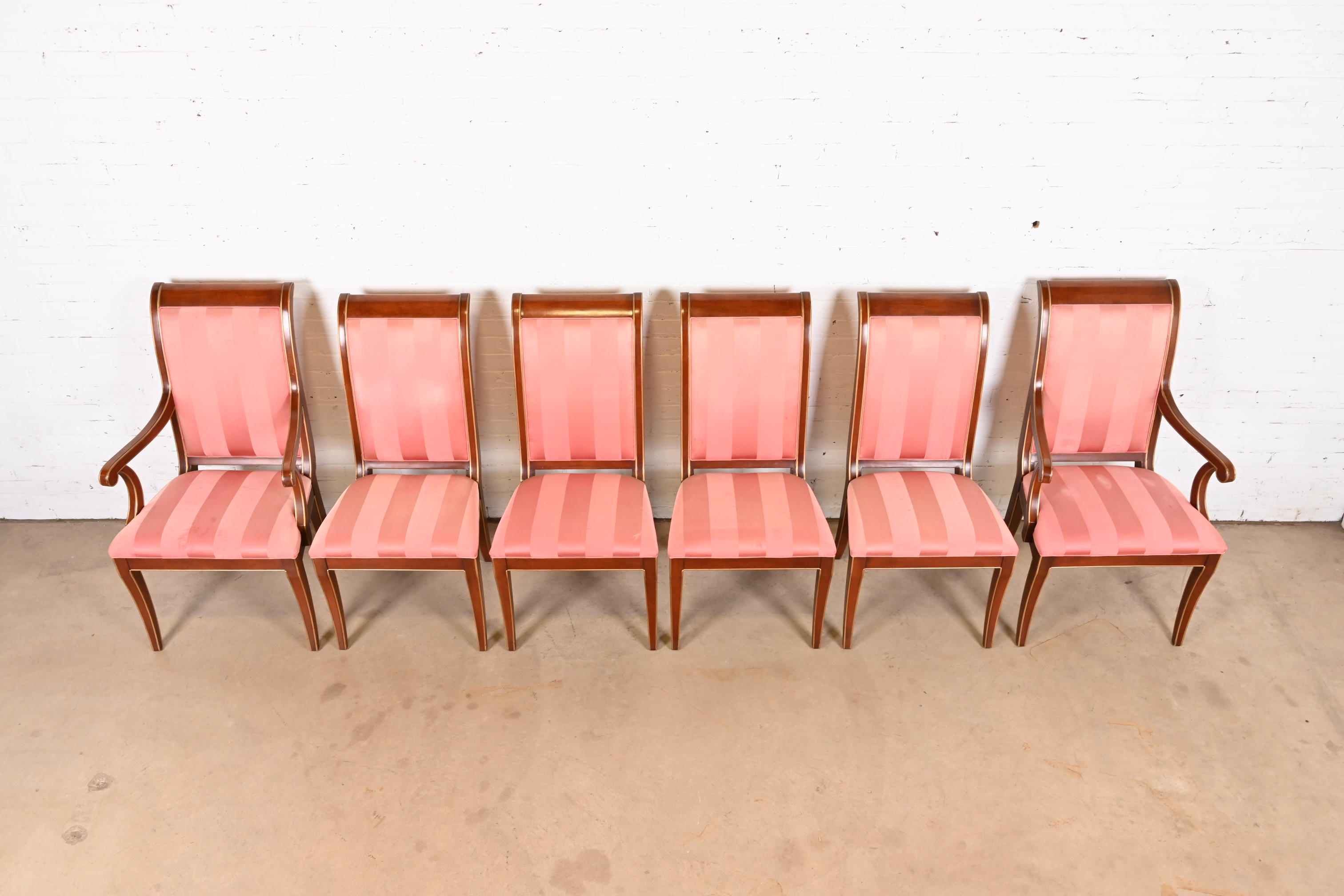 E. J. Victor Regency Carved Mahogany and Gold Gilt Dining Chairs, Set of Six - Image 4