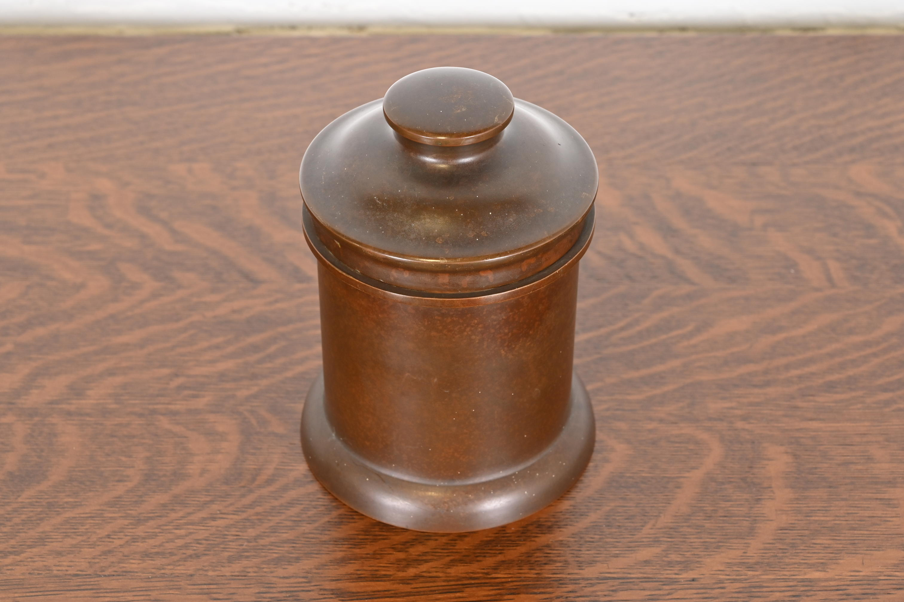 Heintz Arts & Crafts Bronze Round Container With Lid, Circa 1910 - Image 2