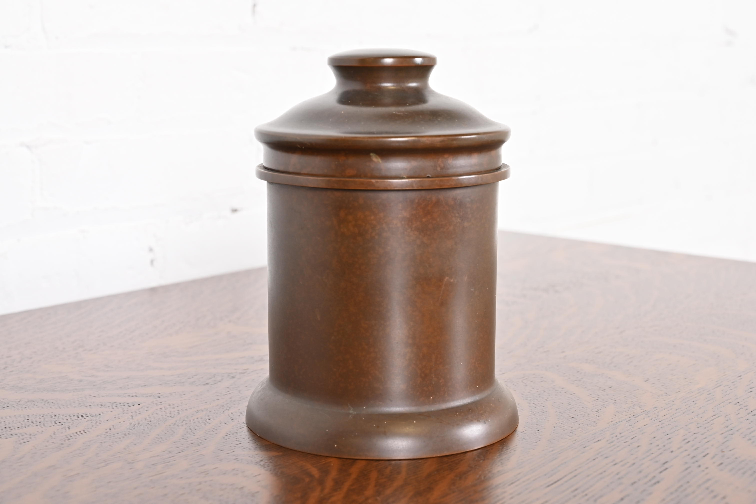 Heintz Arts & Crafts Bronze Round Container With Lid, Circa 1910 - Image 5