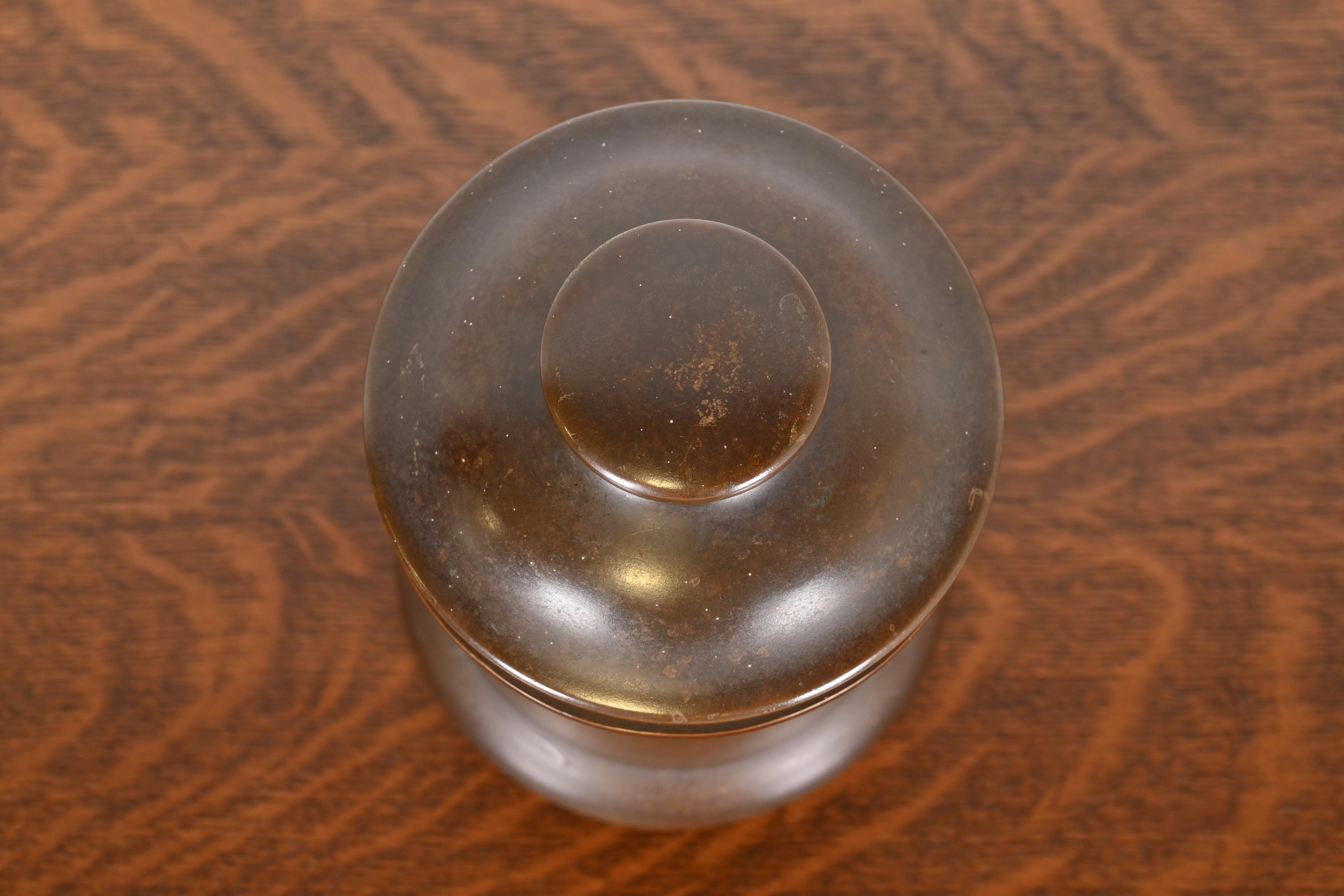 Heintz Arts & Crafts Bronze Round Container With Lid, Circa 1910 - Image 6