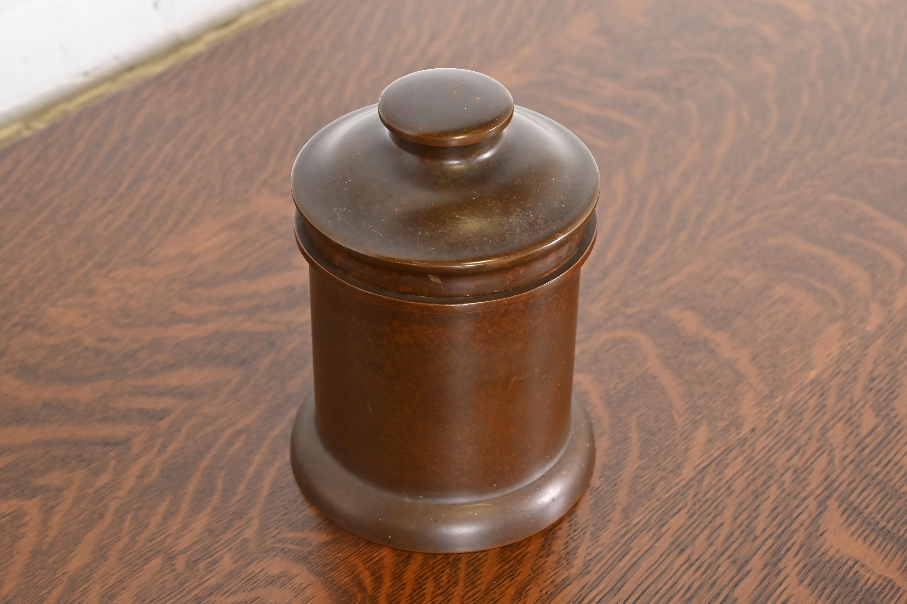 Heintz Arts & Crafts Bronze Round Container With Lid, Circa 1910 - Image 4