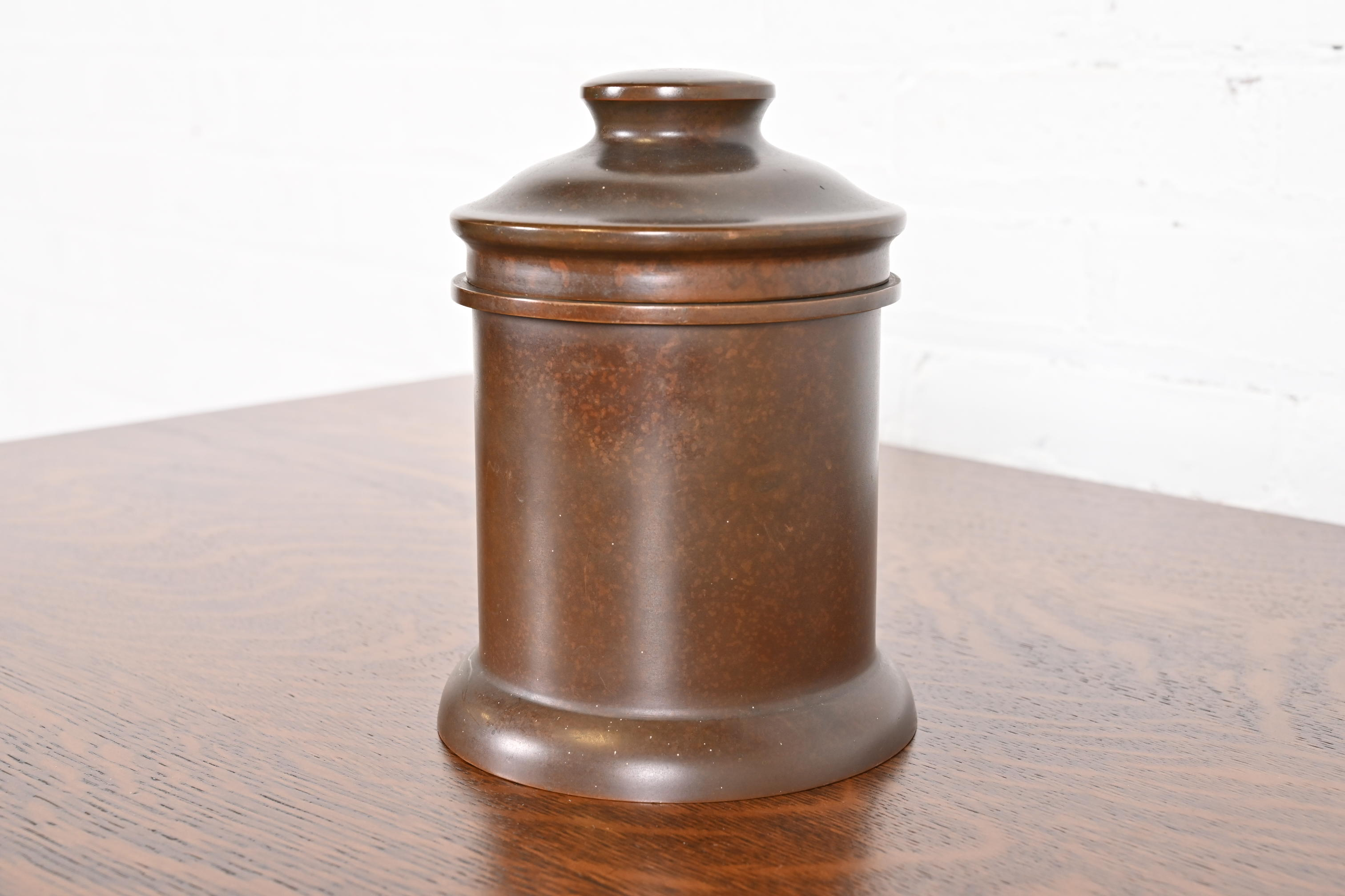 Heintz Arts & Crafts Bronze Round Container With Lid, Circa 1910 - Image 3