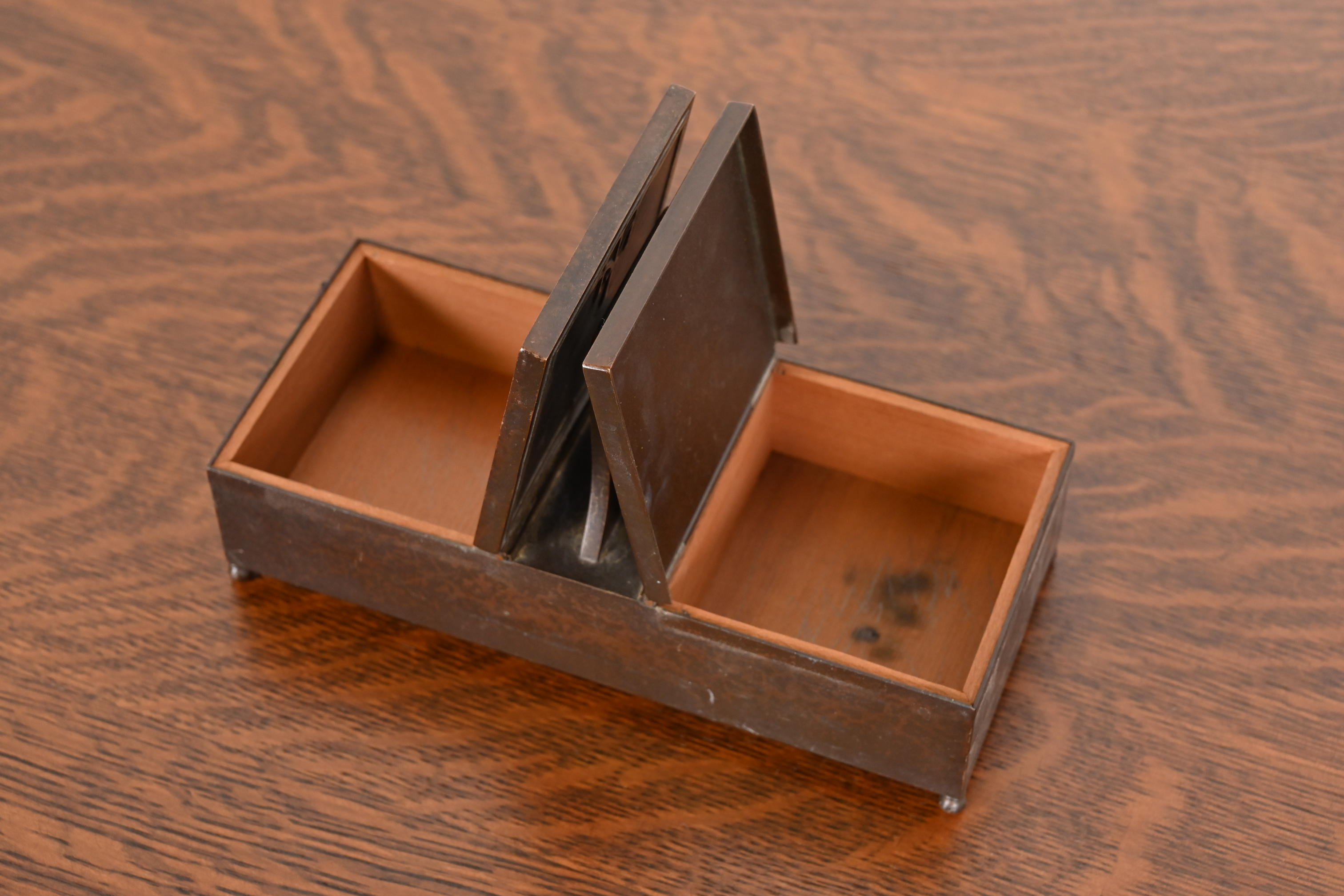 Heintz Arts & Crafts Sterling Silver on Bronze Double Humidor or Cigarette Box - Image 9
