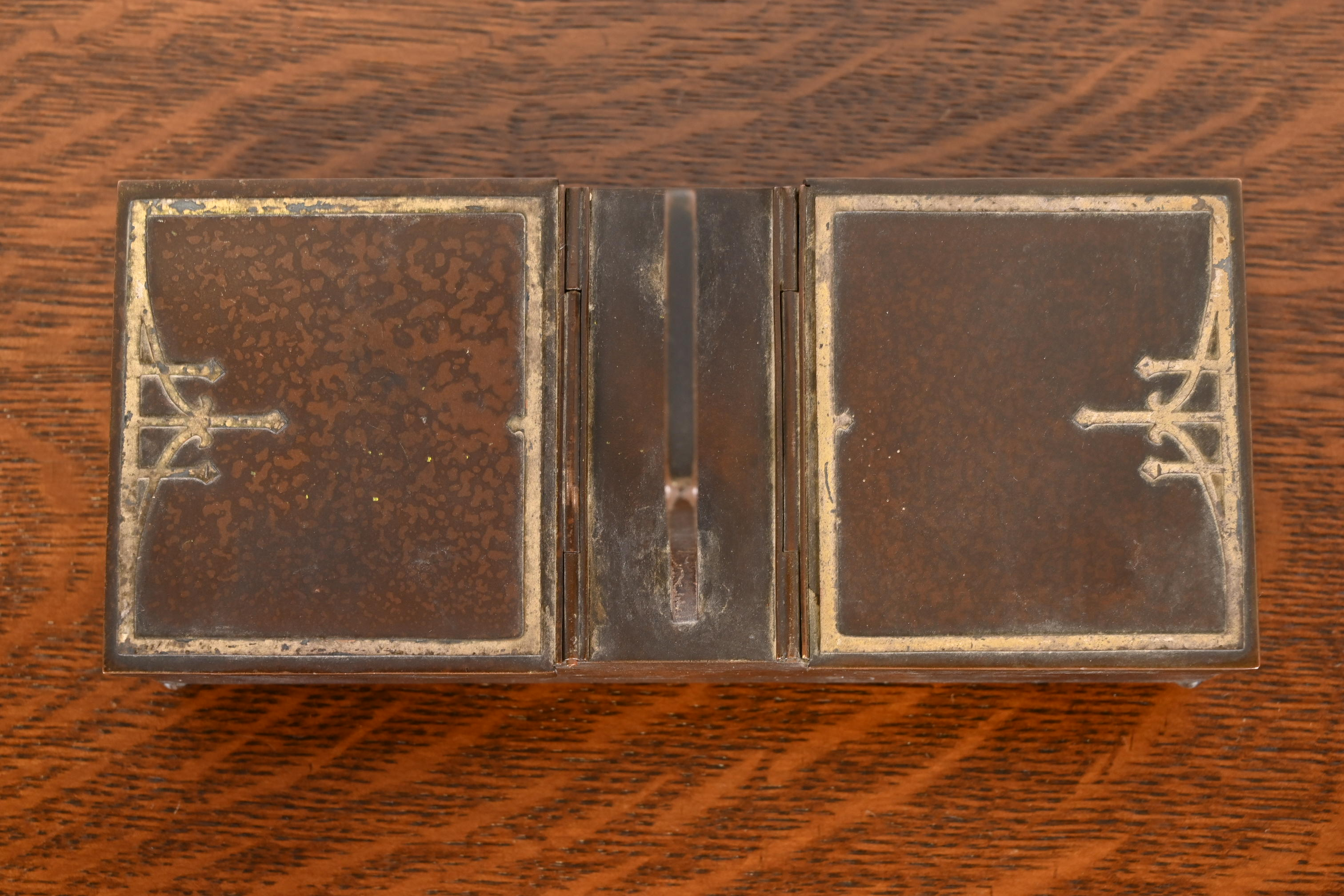 Heintz Arts & Crafts Sterling Silver on Bronze Double Humidor or Cigarette Box - Image 7