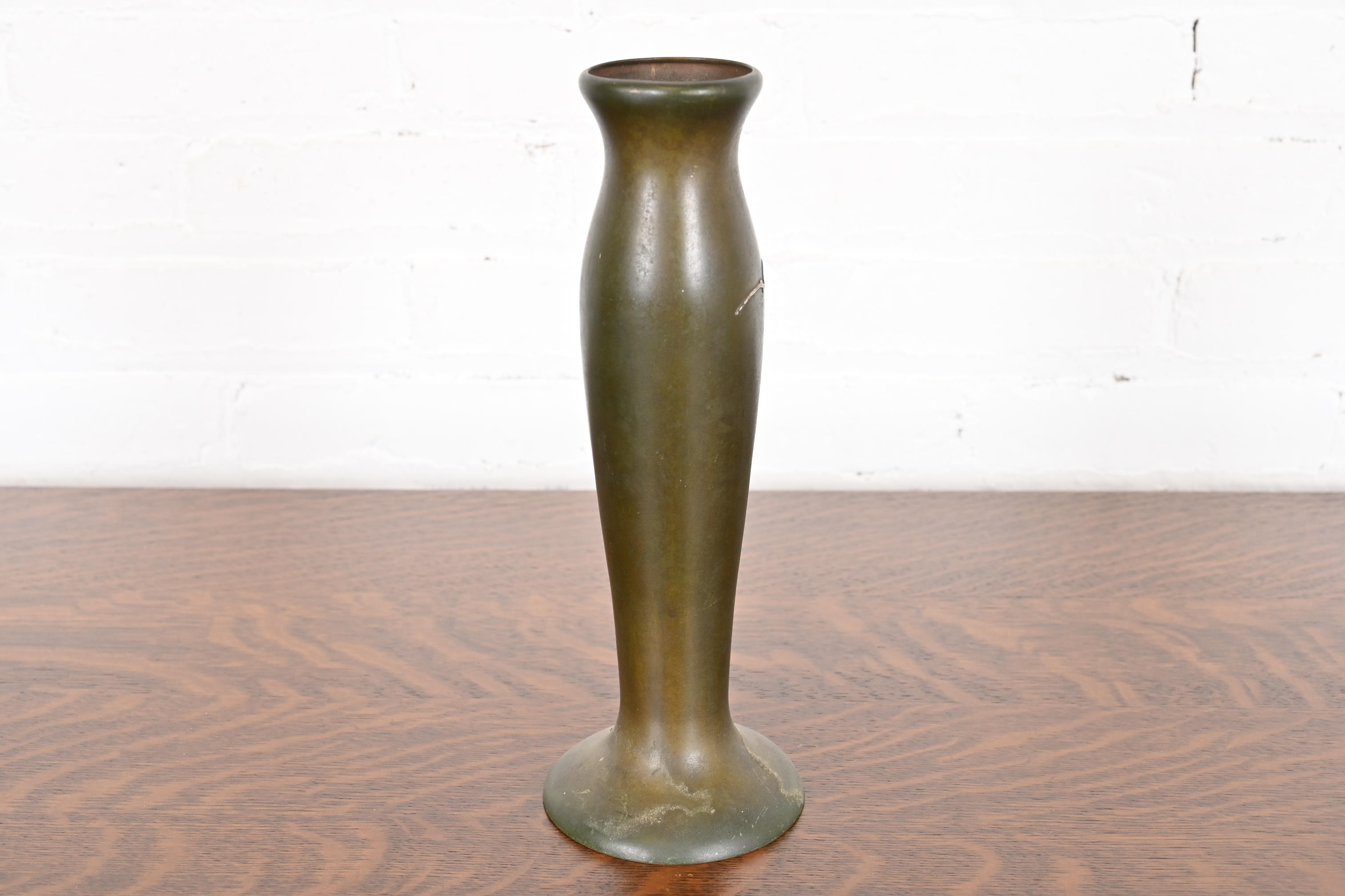 Heintz Arts & Crafts Sterling Silver on Bronze Tall Vase - Image 2