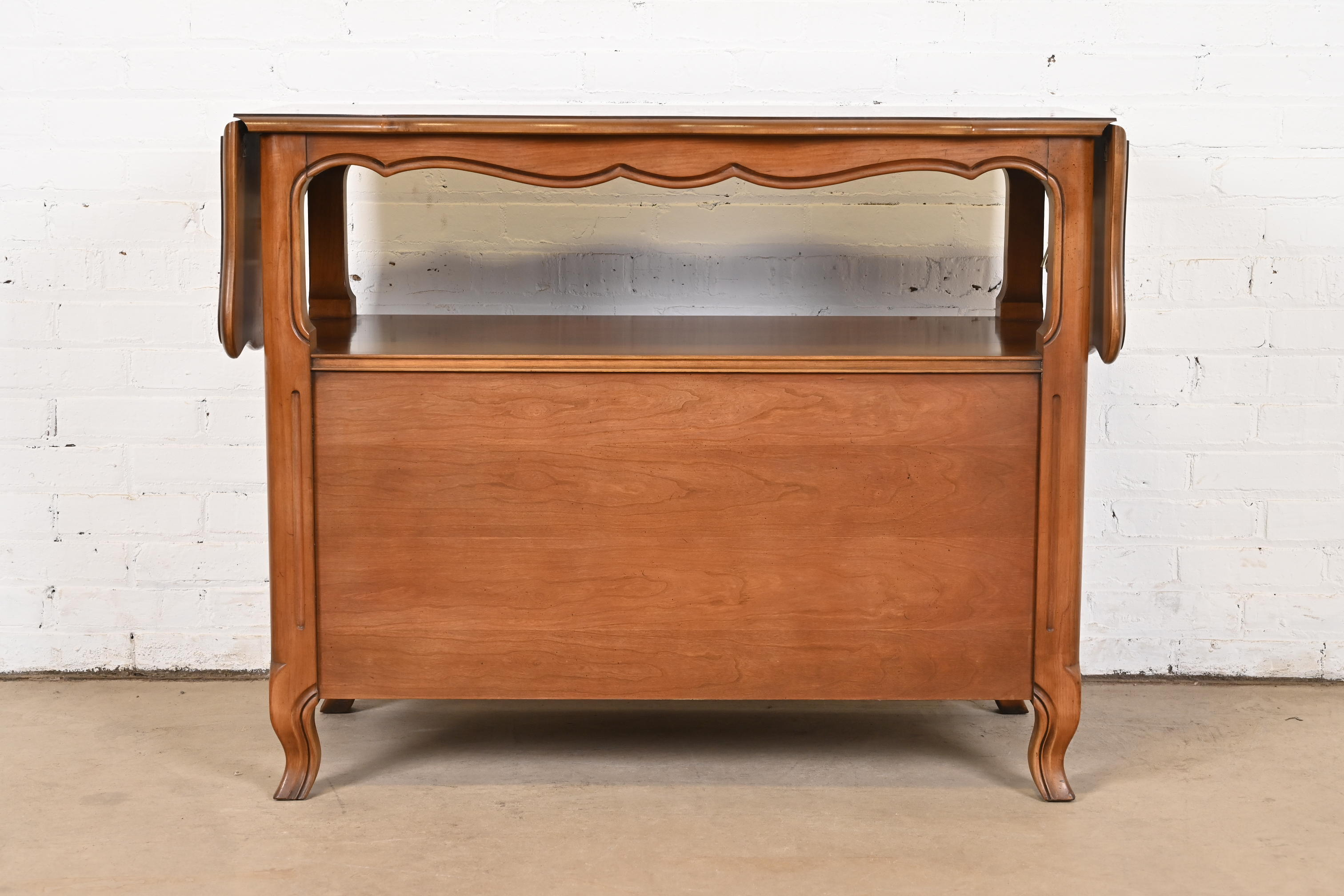 Kindel Furniture French Provincial Louis XV Cherry Wood Buffet Server or Bar Cabinet, Circa 1970s - Image 11