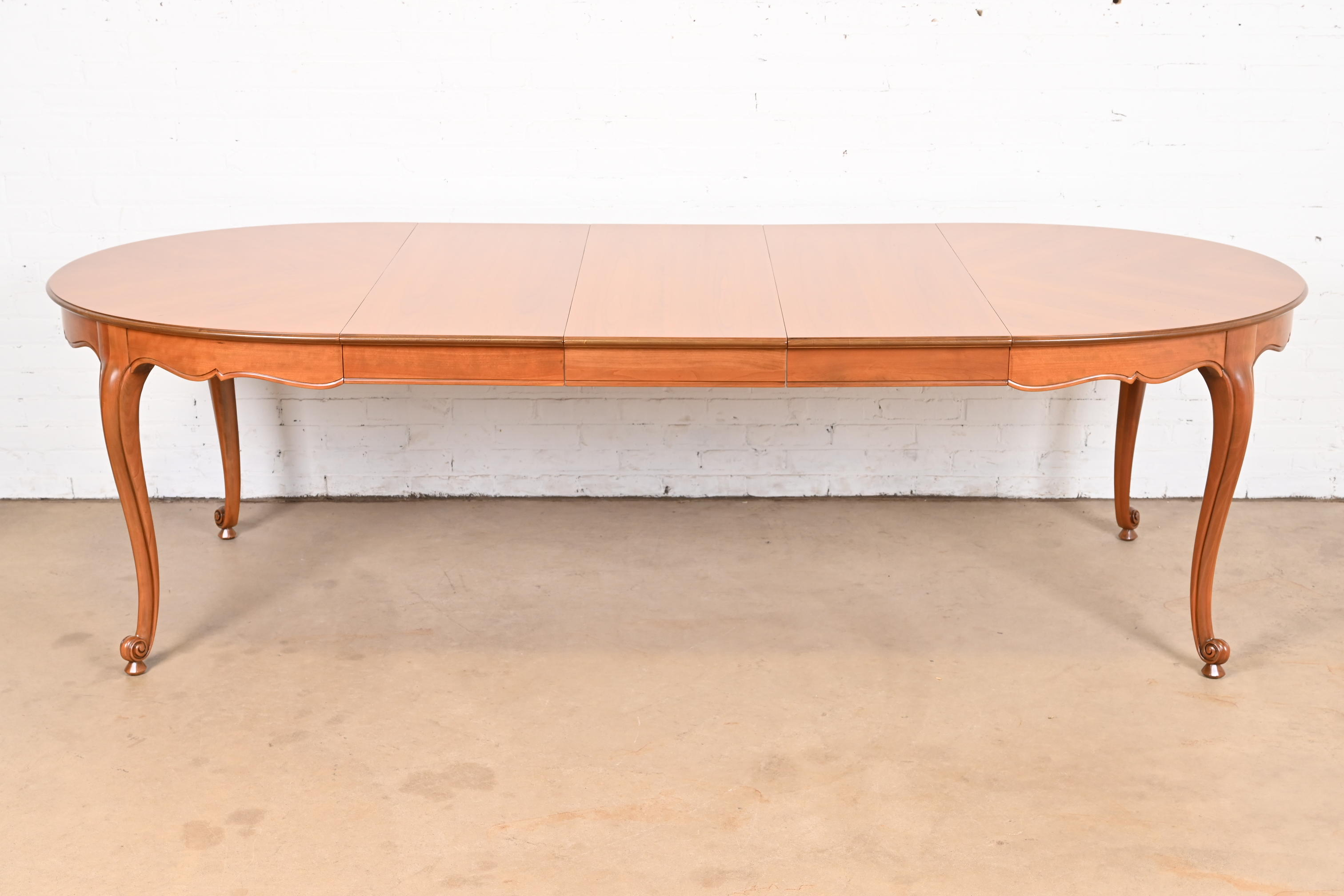 Kindel Furniture French Provincial Louis XV Cherry Wood Extension Dining Table, Newly Refinished - Image 3