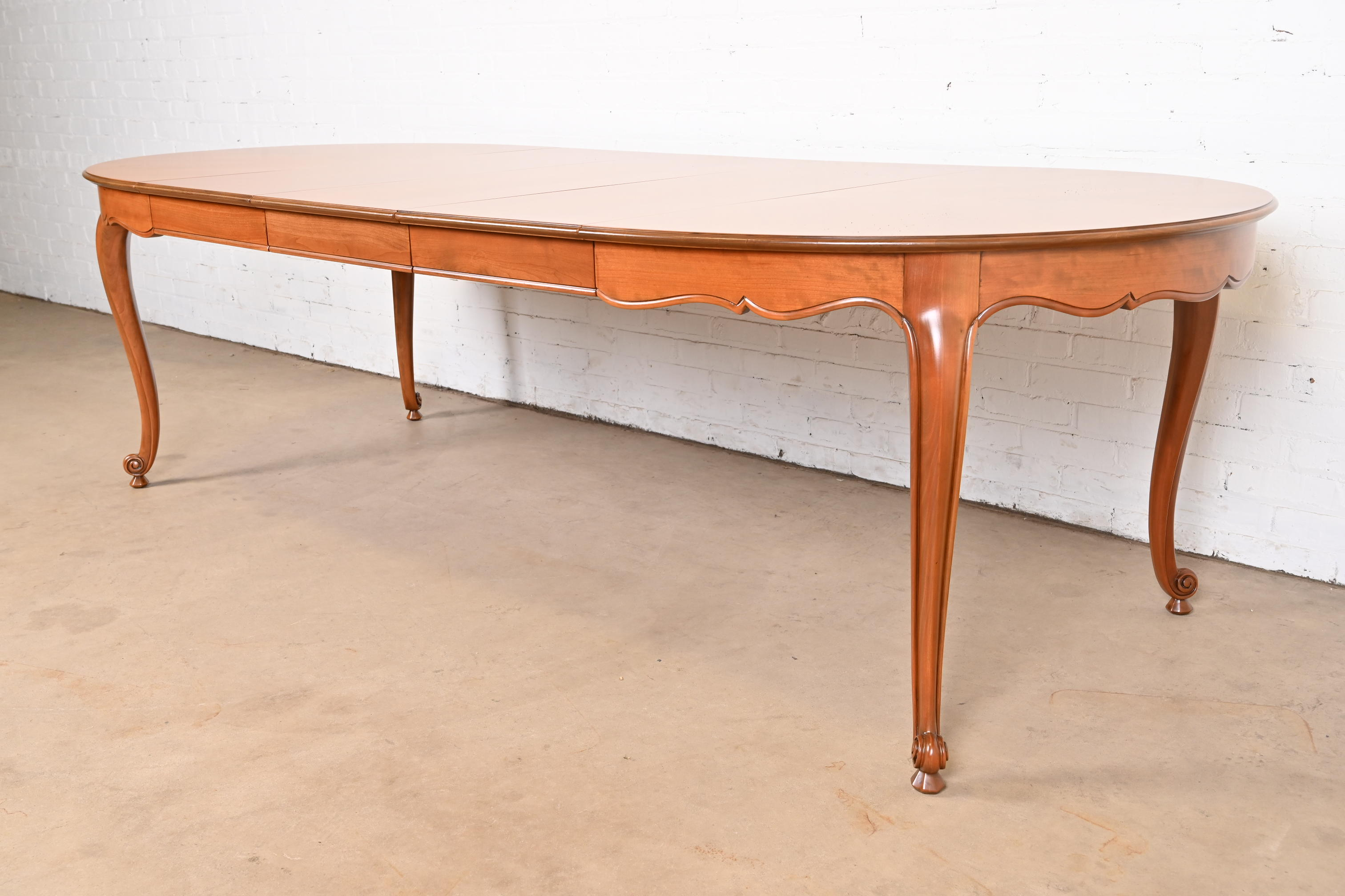 Kindel Furniture French Provincial Louis XV Cherry Wood Extension Dining Table, Newly Refinished - Image 2