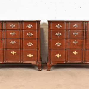 Kindel Furniture Georgian Carved Mahogany Block Front Chests of Drawers, Newly Refinished