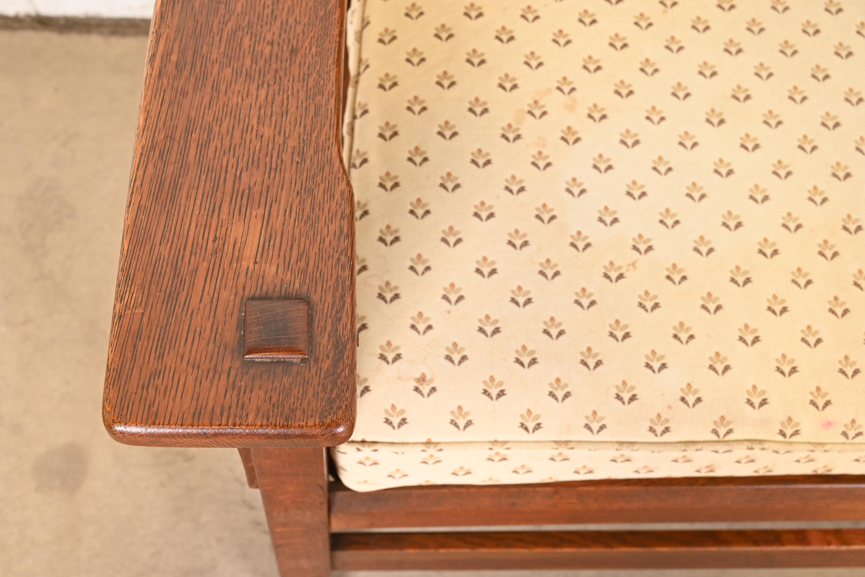 L. & J. G. Stickley Antique Mission Oak Arts & Crafts Open Arm Settee or Loveseat, Circa 1900 - Image 7