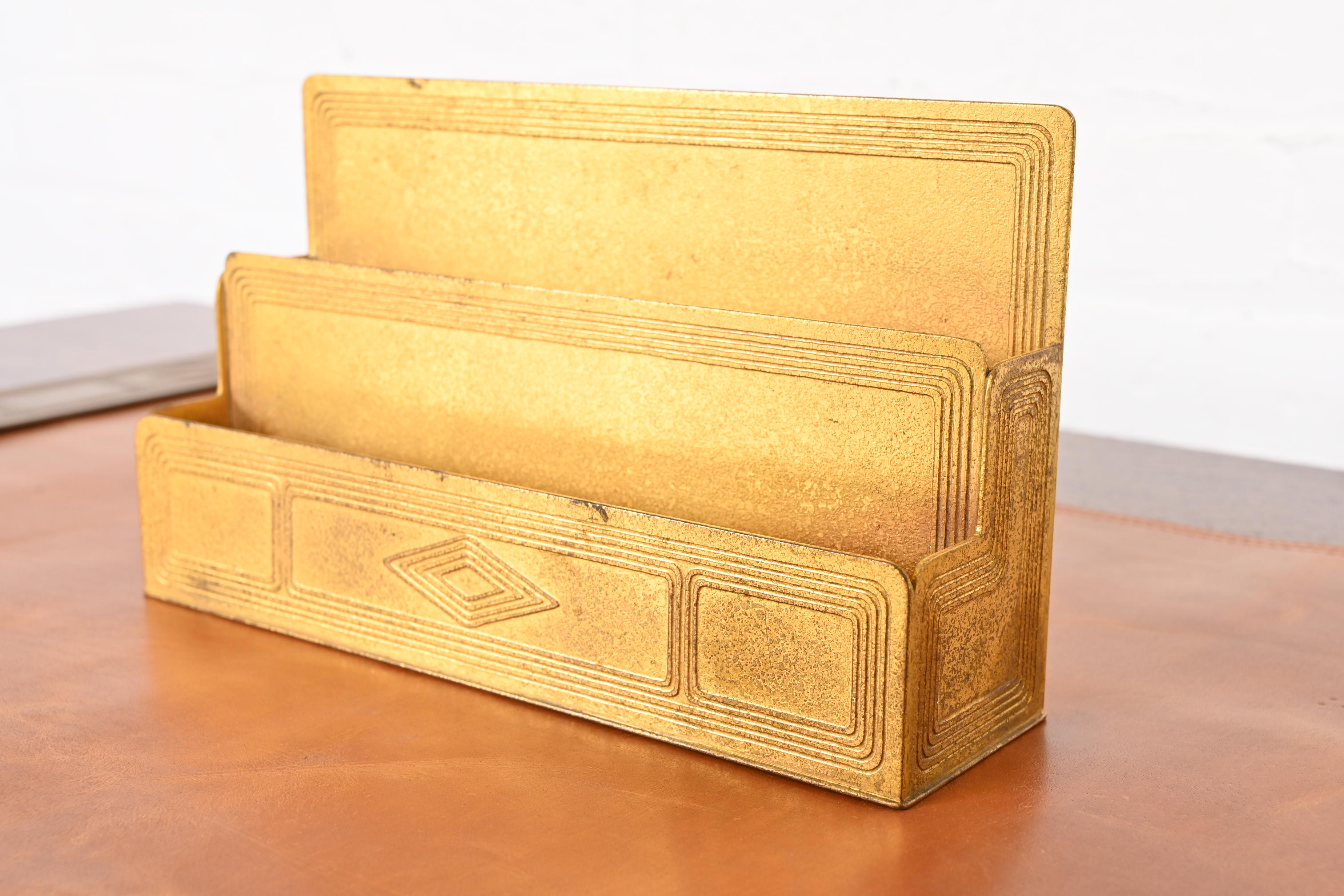 Tiffany Studios New York Graduate Bronze Doré Letter Rack - Image 3
