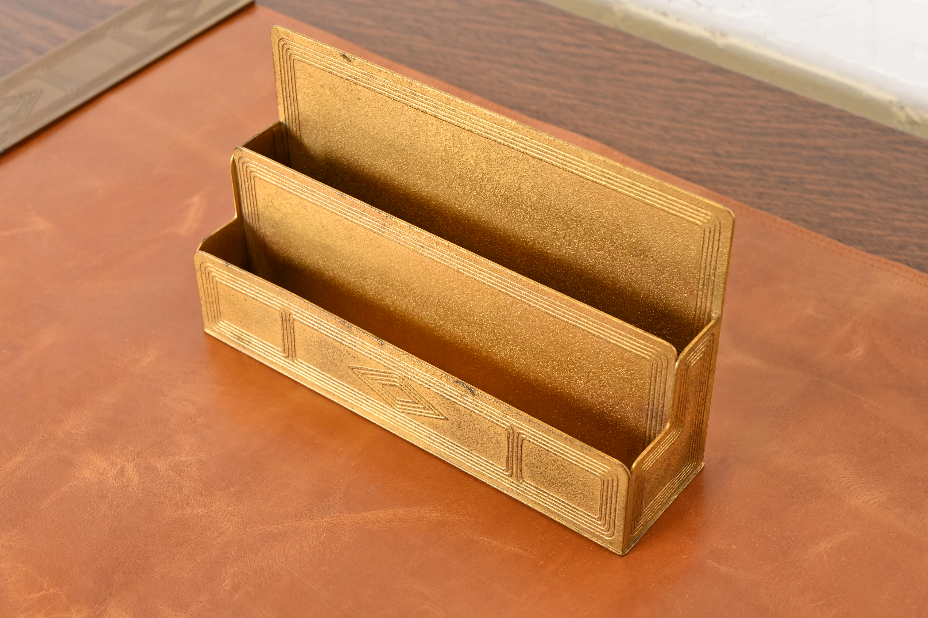 Tiffany Studios New York Graduate Bronze Doré Letter Rack