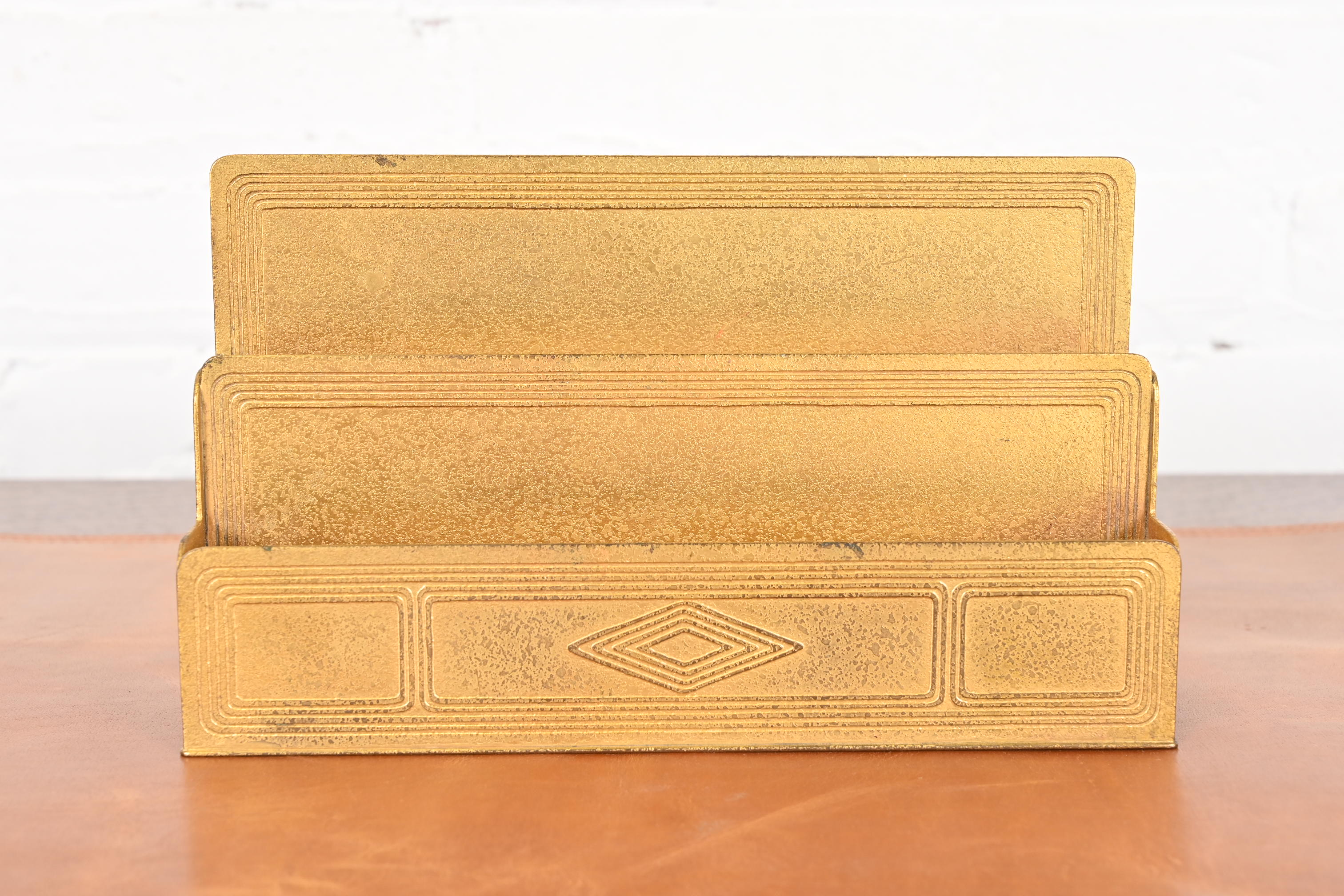 Tiffany Studios New York Graduate Bronze Doré Letter Rack - Image 2