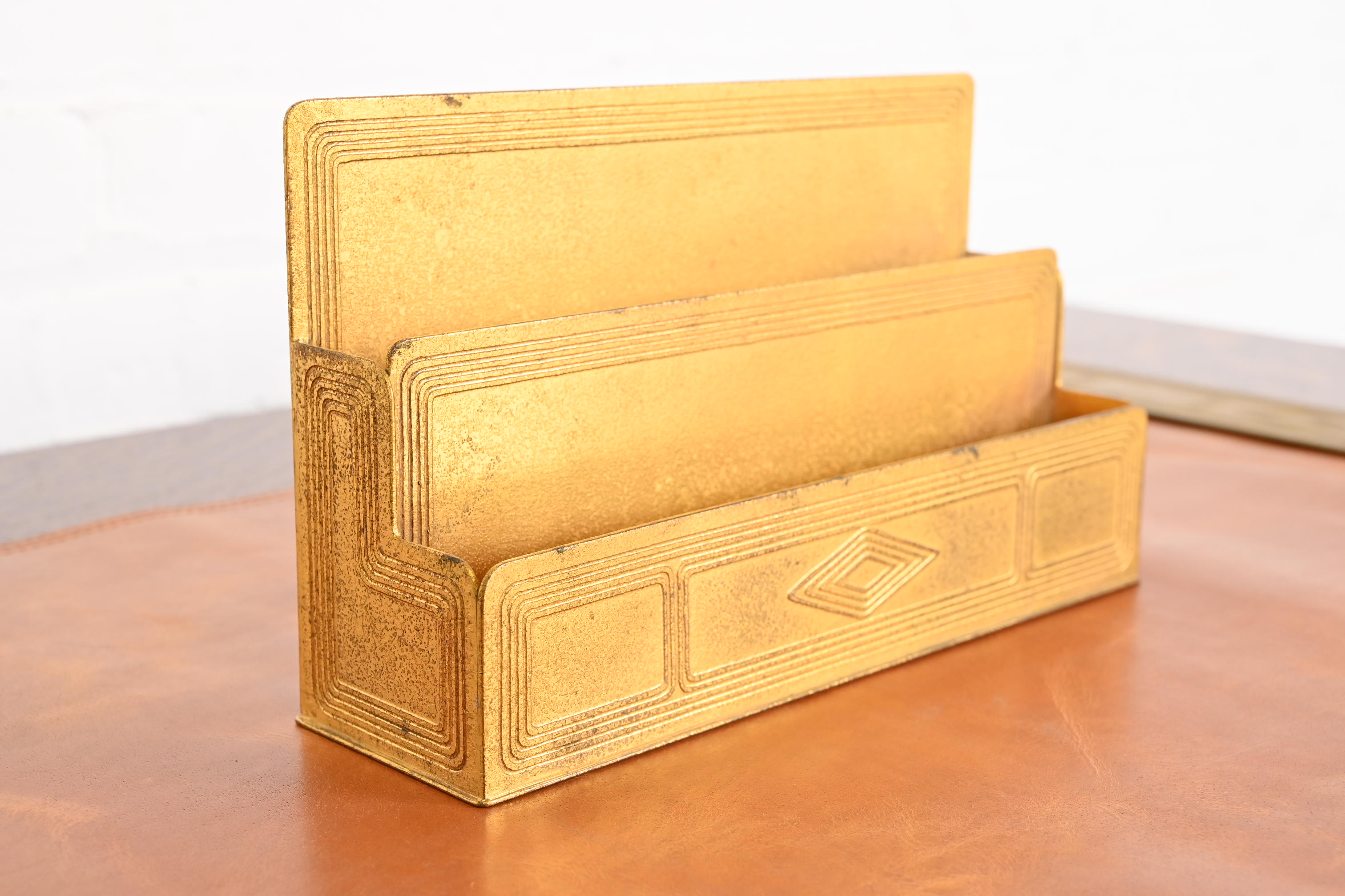 Tiffany Studios New York Graduate Bronze Doré Letter Rack - Image 5