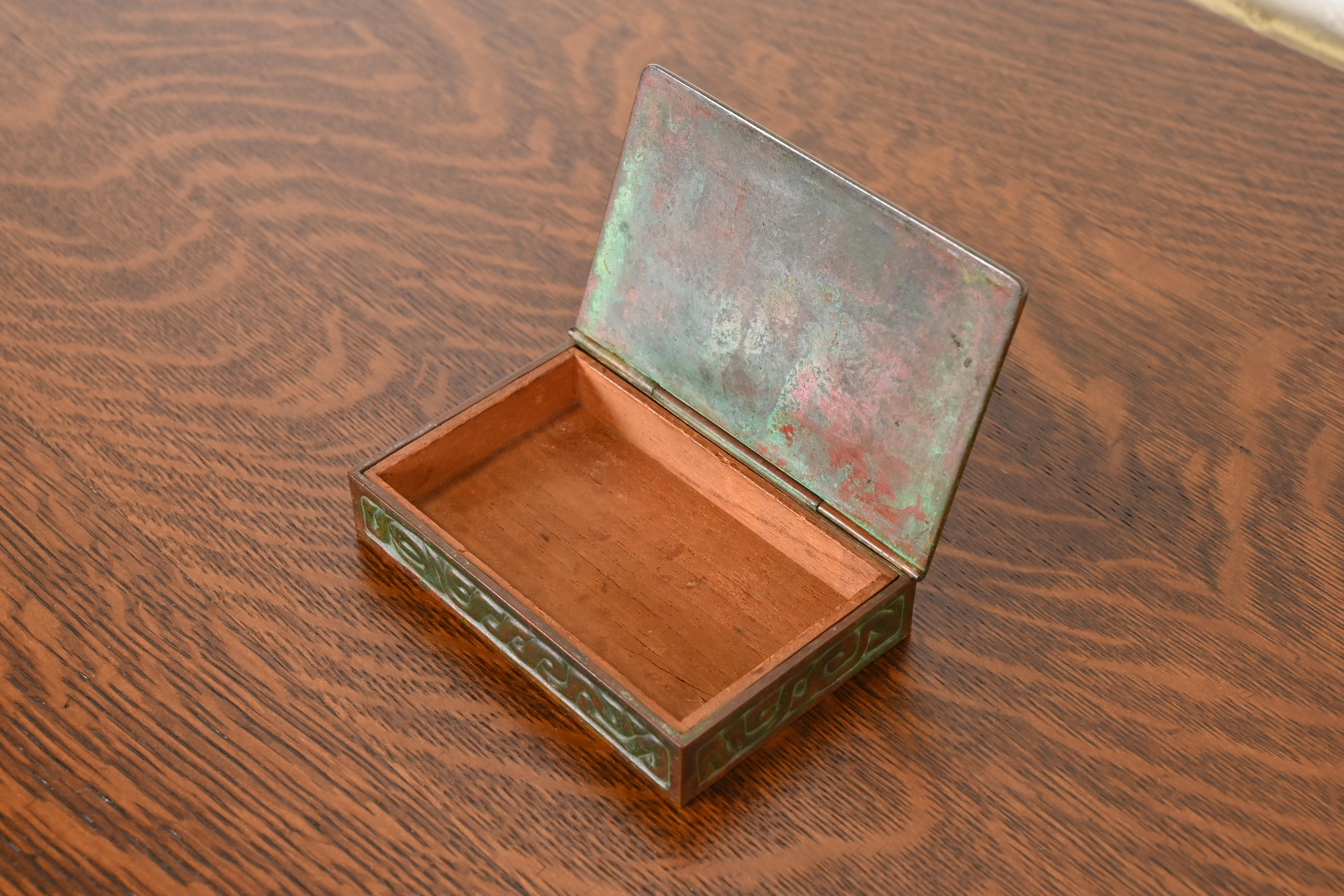 Tiffany Studios New York Zodiac Patinated Bronze Box, Circa 1910 - Image 7