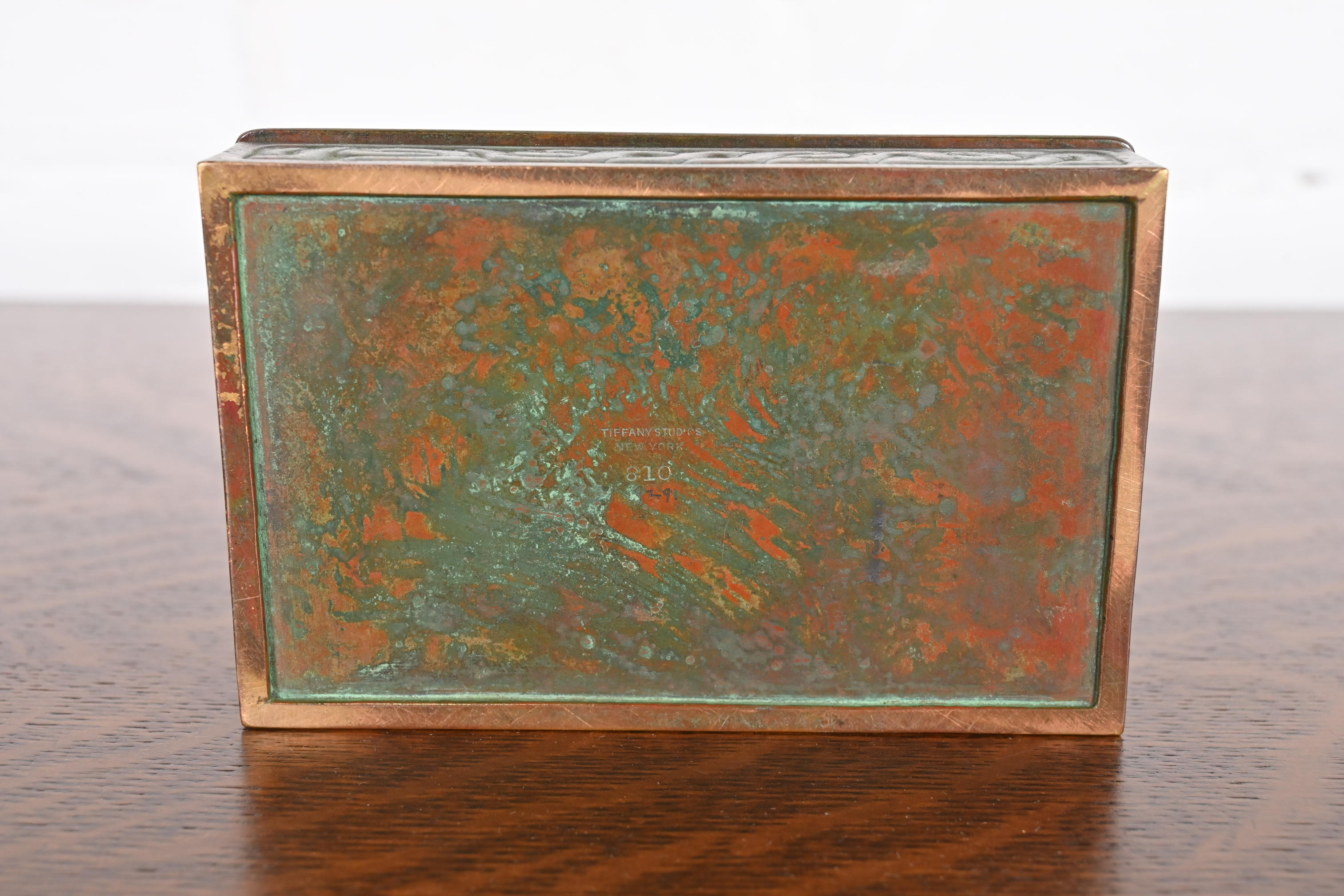 Tiffany Studios New York Zodiac Patinated Bronze Box, Circa 1910 - Image 9
