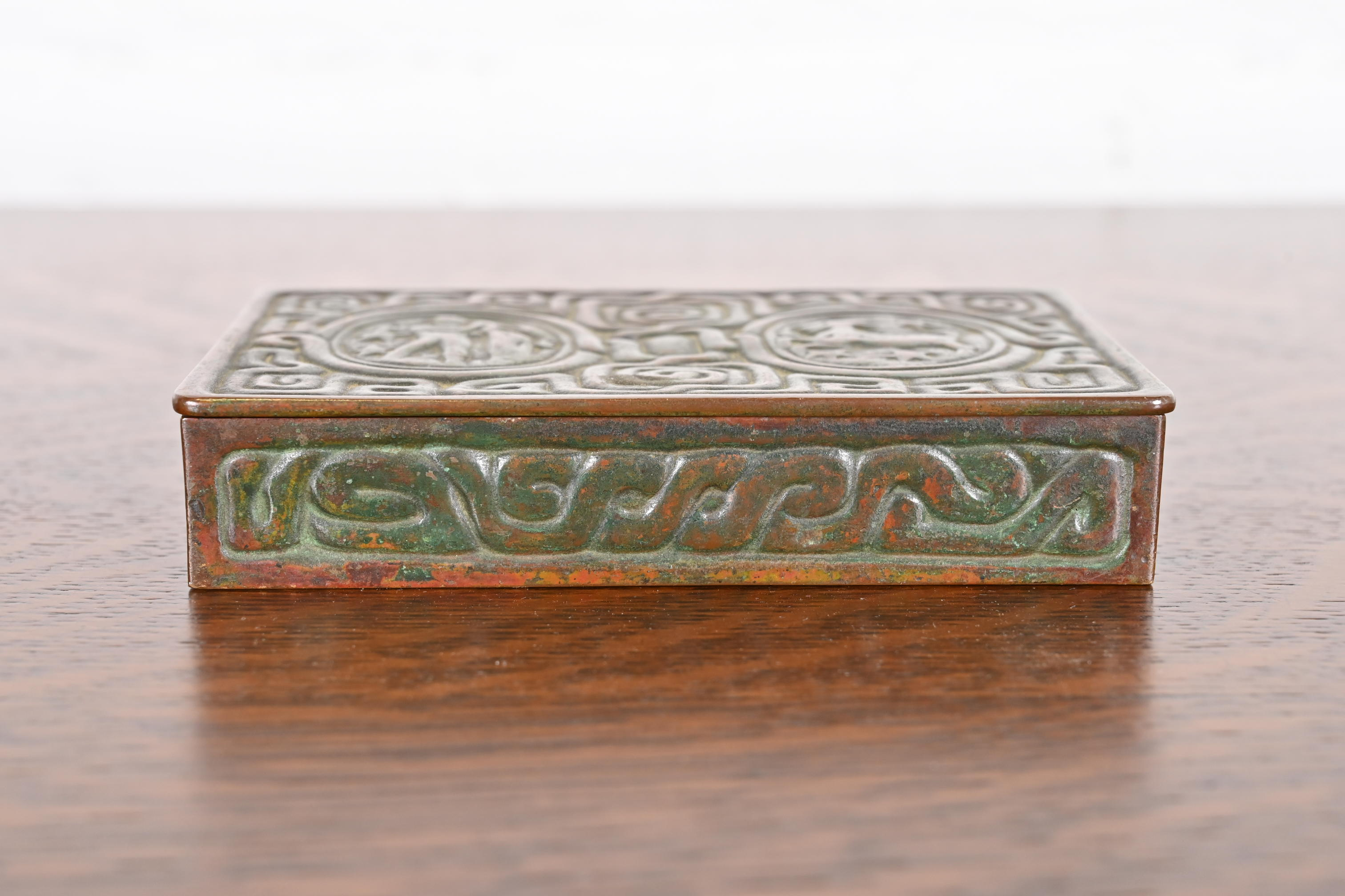 Tiffany Studios New York Zodiac Patinated Bronze Box, Circa 1910 - Image 4