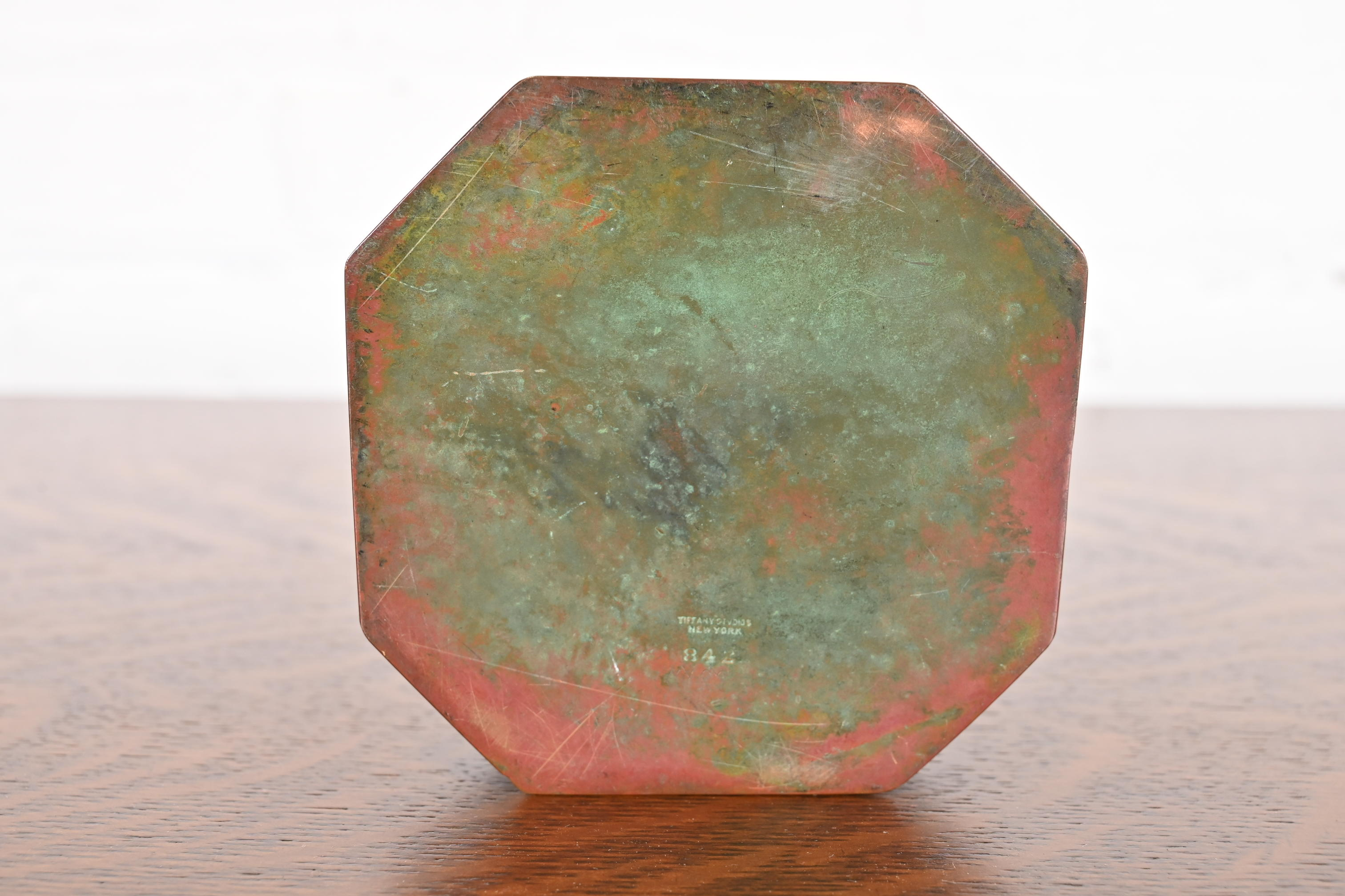 Tiffany Studios New York Zodiac Patinated Bronze Inkwell, Circa 1910 - Image 9