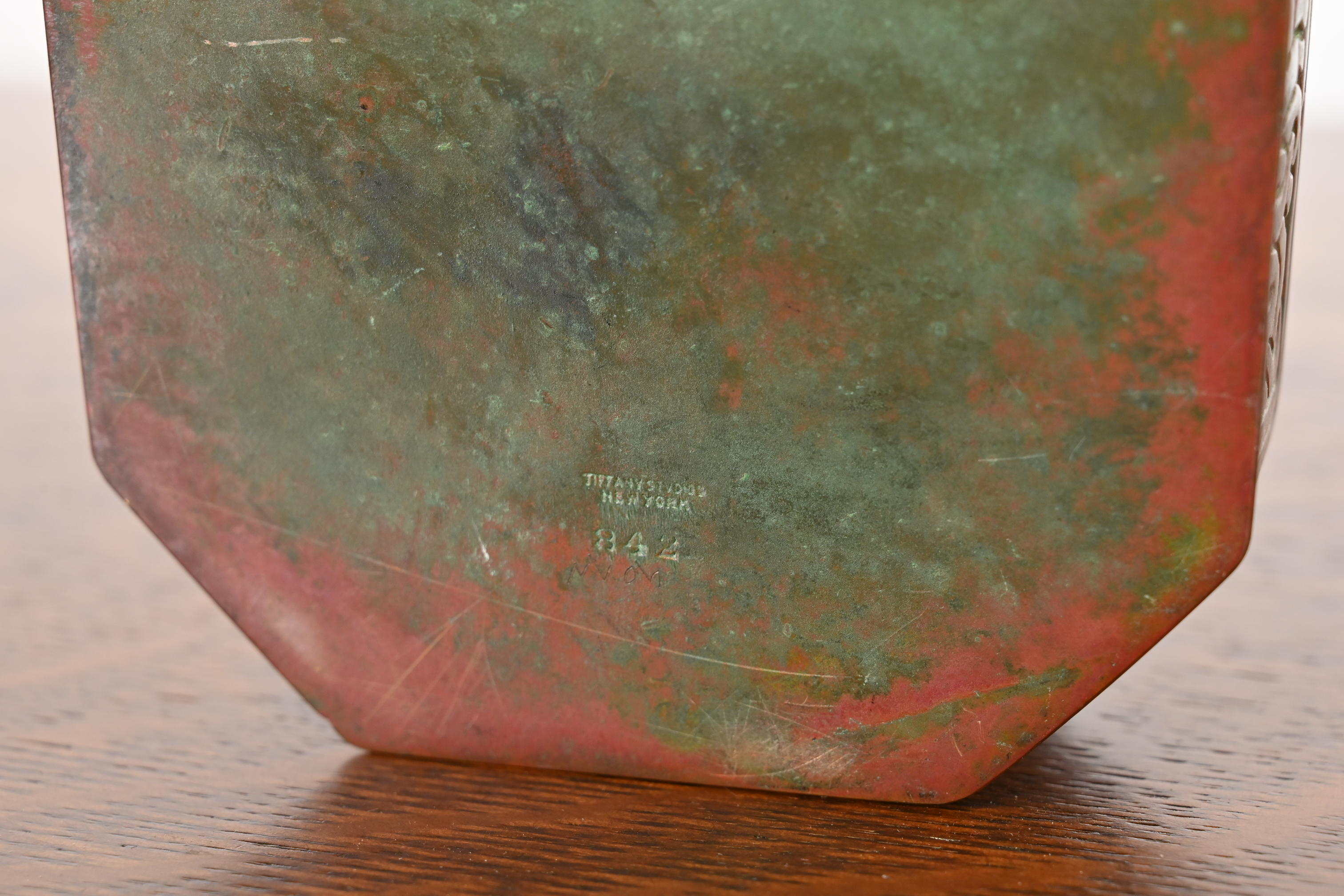 Tiffany Studios New York Zodiac Patinated Bronze Inkwell, Circa 1910 - Image 10