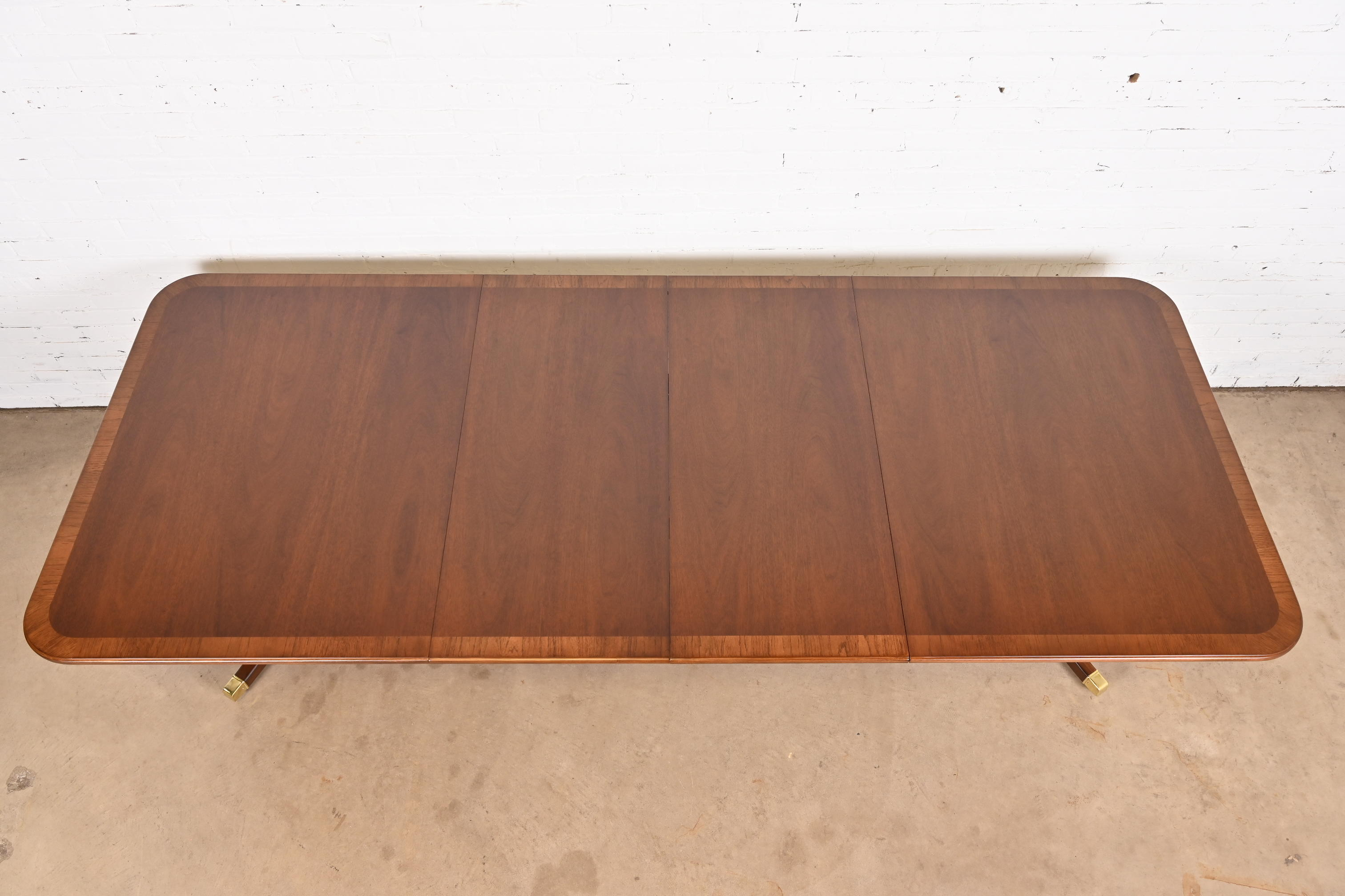 Drexel Heritage Georgian Banded Mahogany Double Pedestal Extension Dining Table, Newly Refinished - Image 6