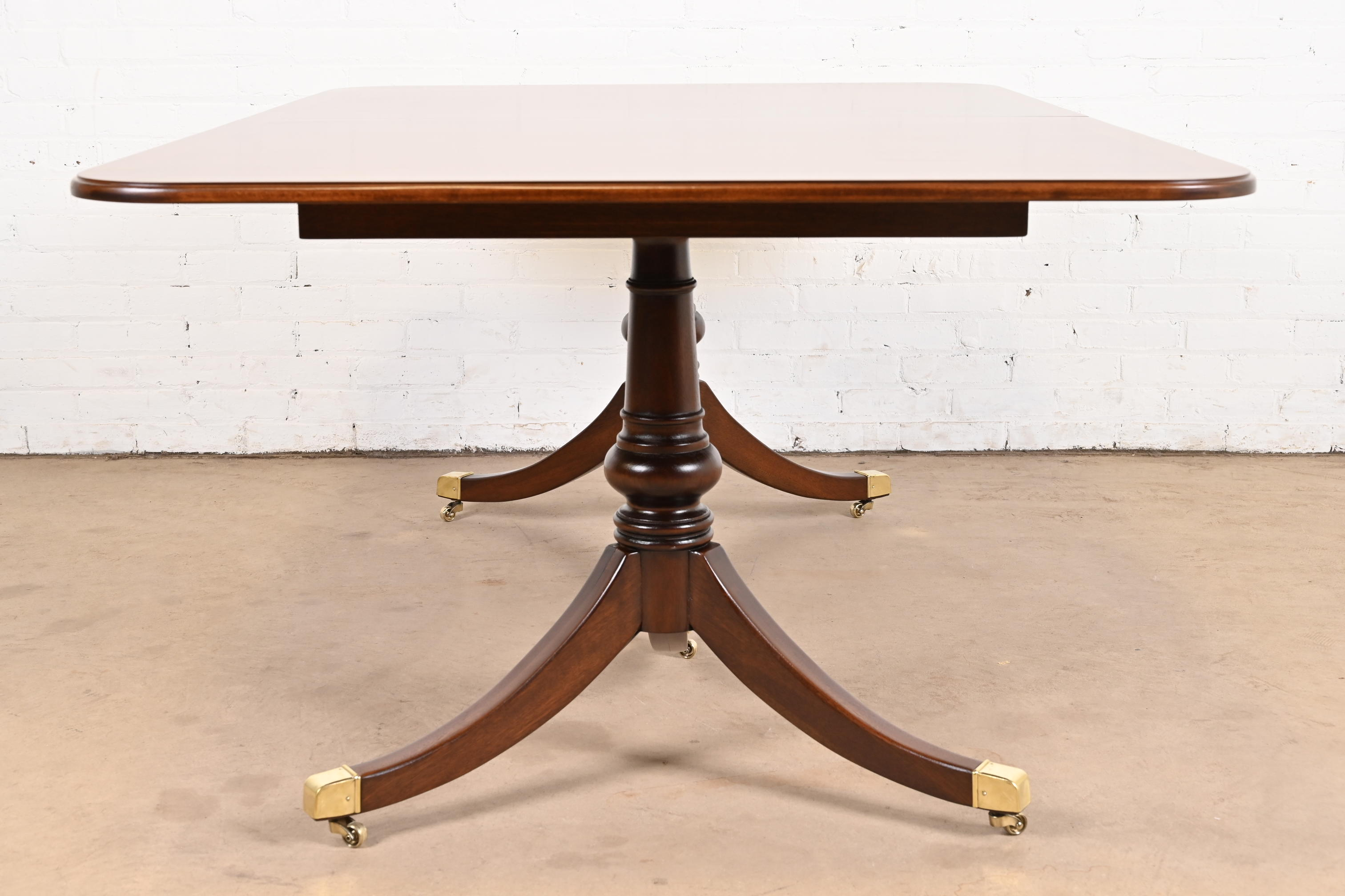 Drexel Heritage Georgian Banded Mahogany Double Pedestal Extension Dining Table, Newly Refinished - Image 10