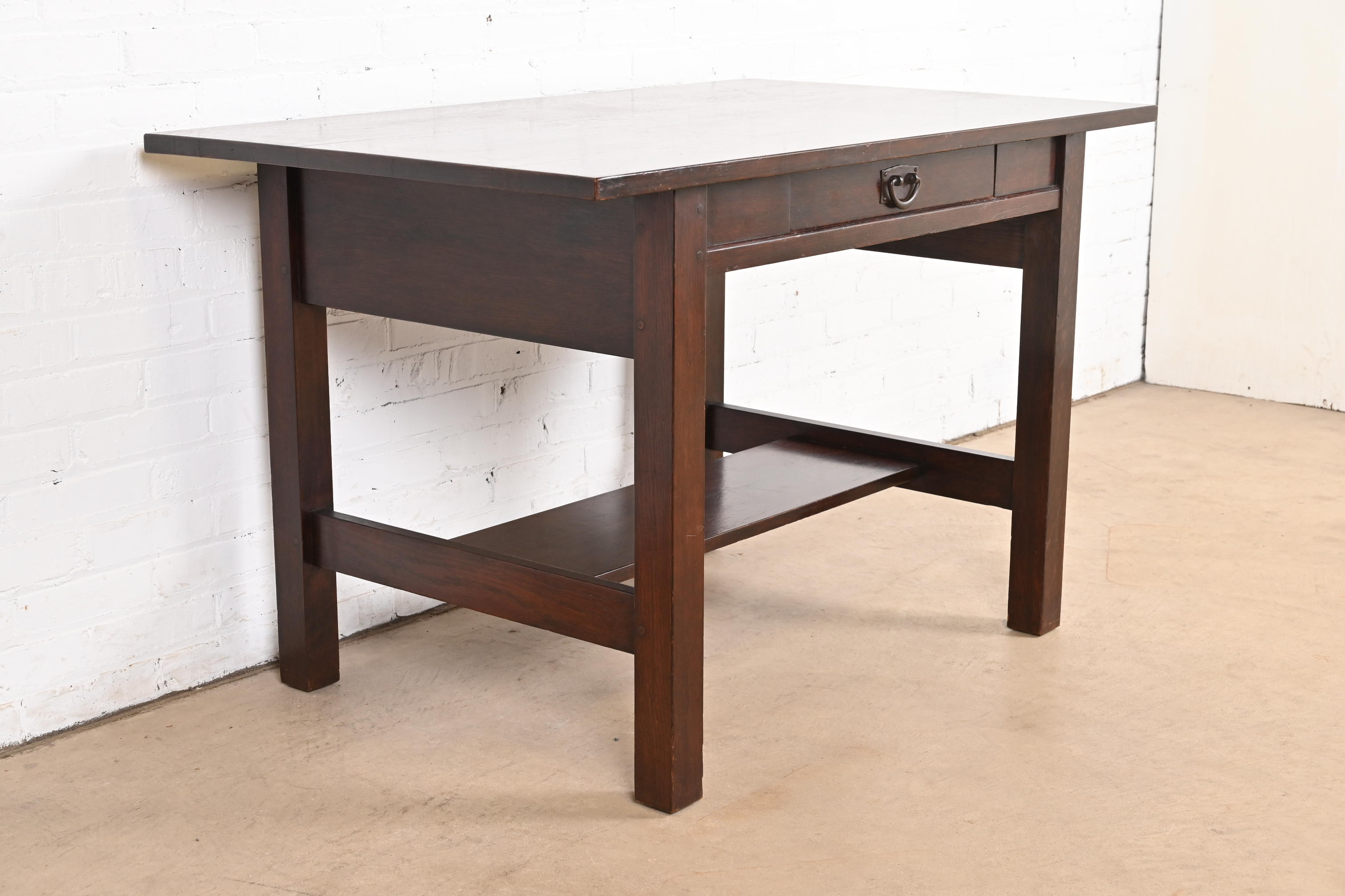 Gustav Stickley Mission Oak Arts & Crafts Desk or Library Table, Circa 1900 - Image 6