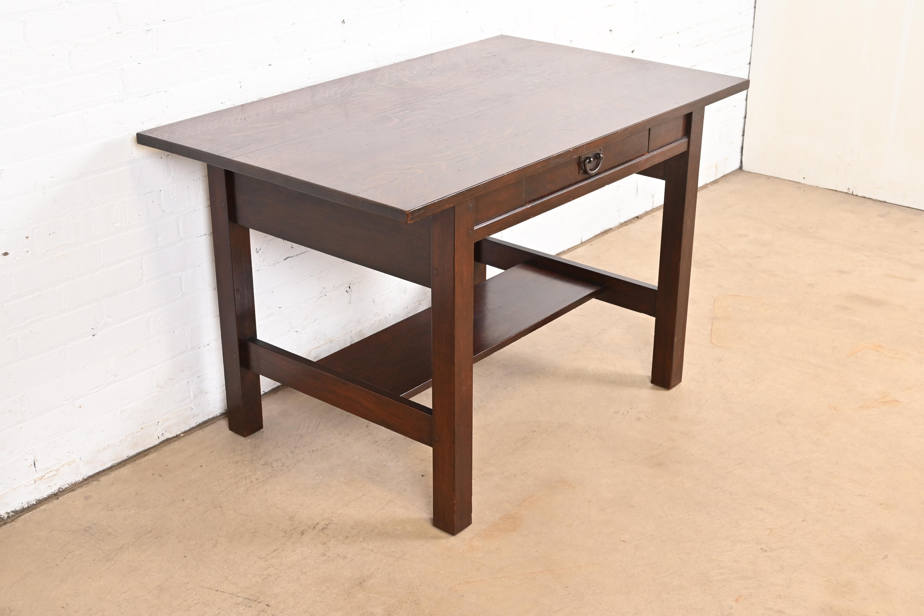 Gustav Stickley Mission Oak Arts & Crafts Desk or Library Table, Circa 1900 - Image 5