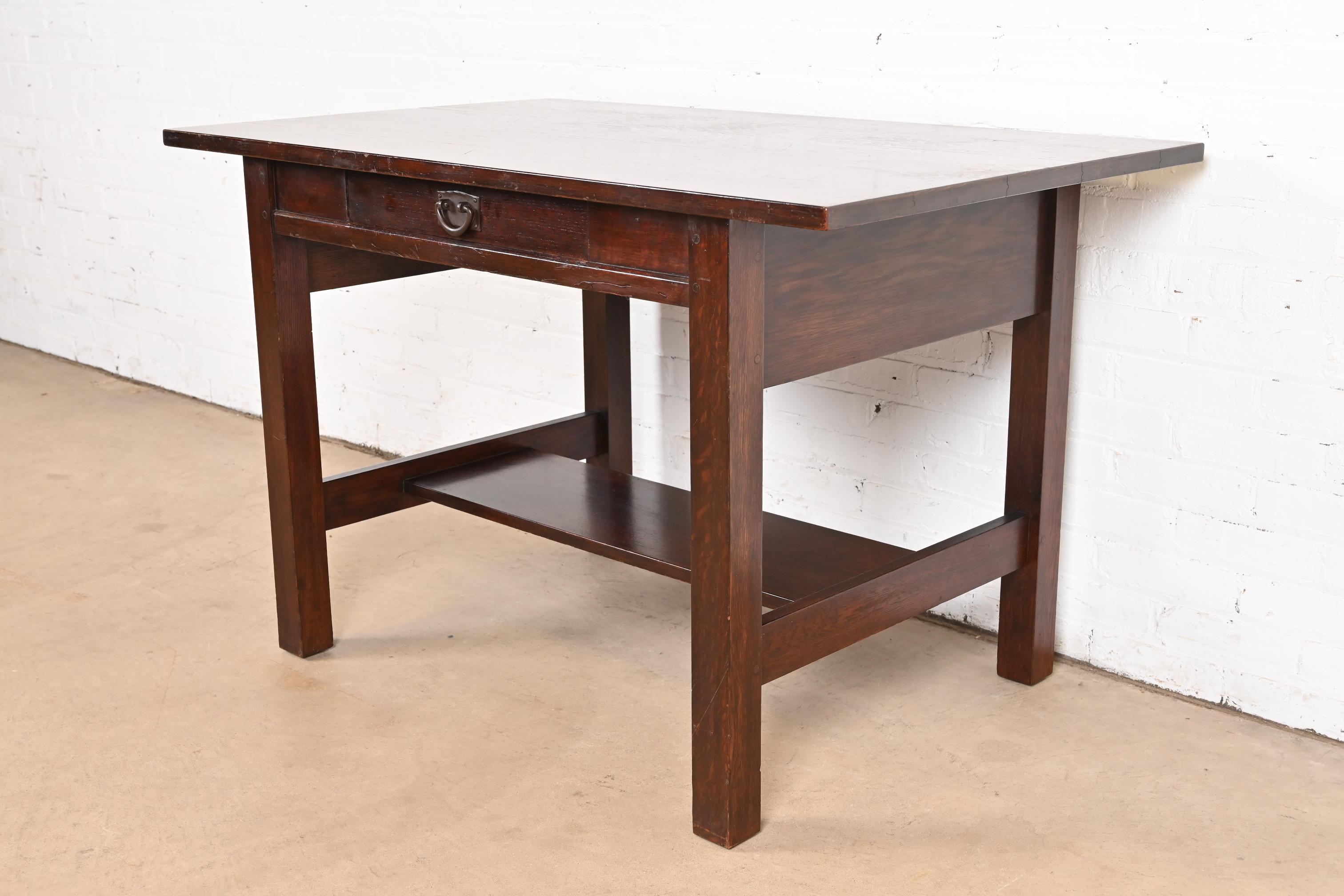 Gustav Stickley Mission Oak Arts & Crafts Desk or Library Table, Circa 1900 - Image 2