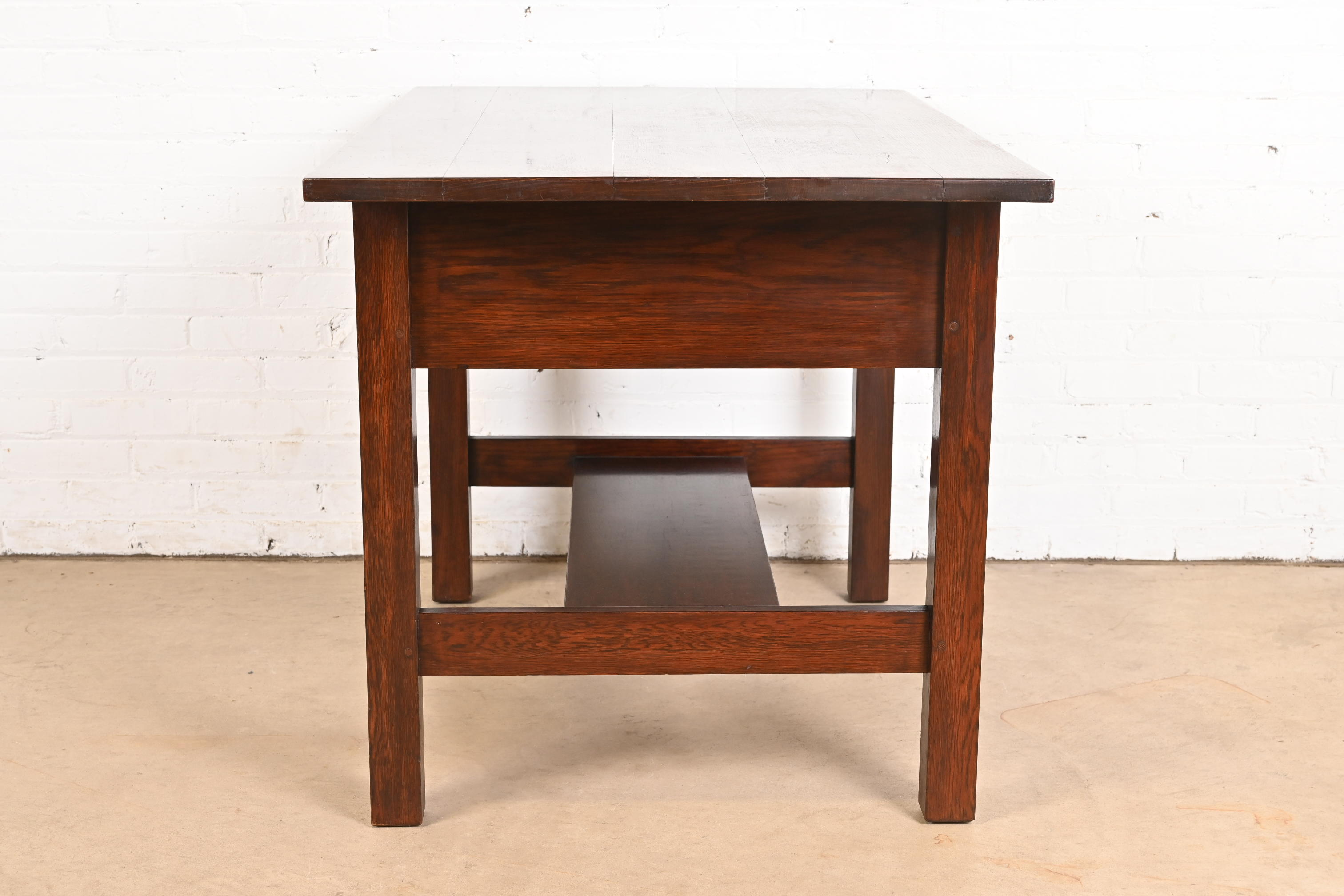 Gustav Stickley Mission Oak Arts & Crafts Desk or Library Table, Circa 1900 - Image 10