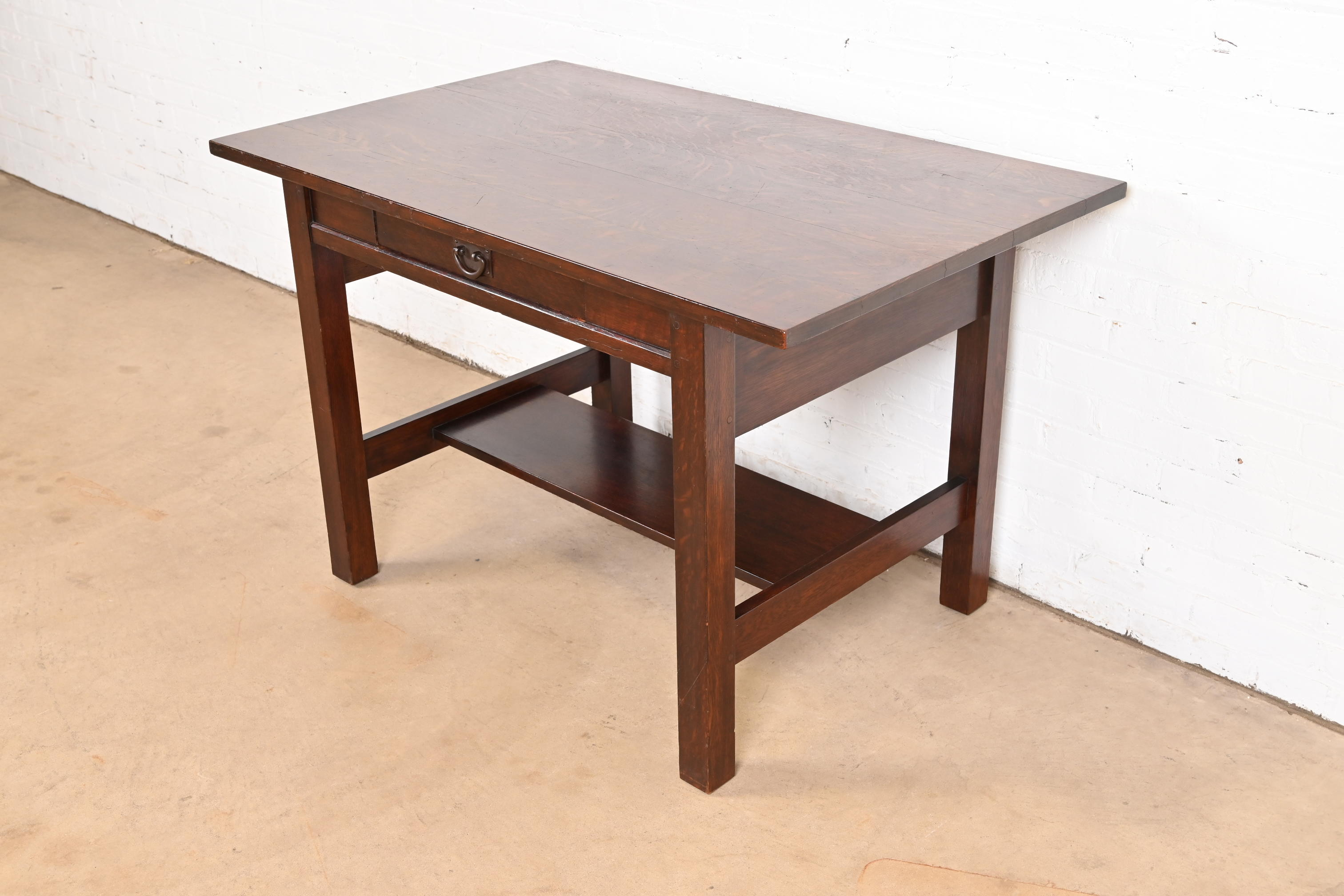 Gustav Stickley Mission Oak Arts & Crafts Desk or Library Table, Circa 1900