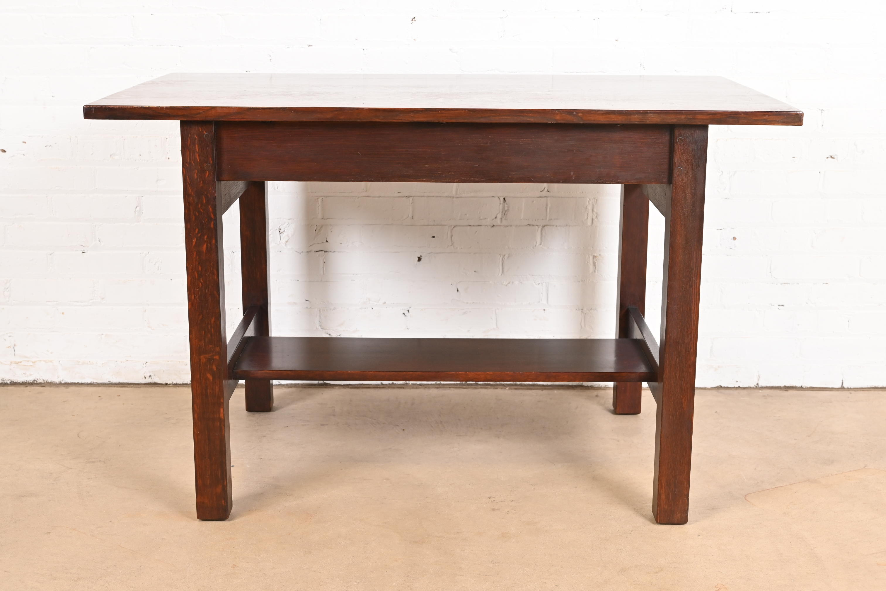 Gustav Stickley Mission Oak Arts & Crafts Desk or Library Table, Circa 1900 - Image 11