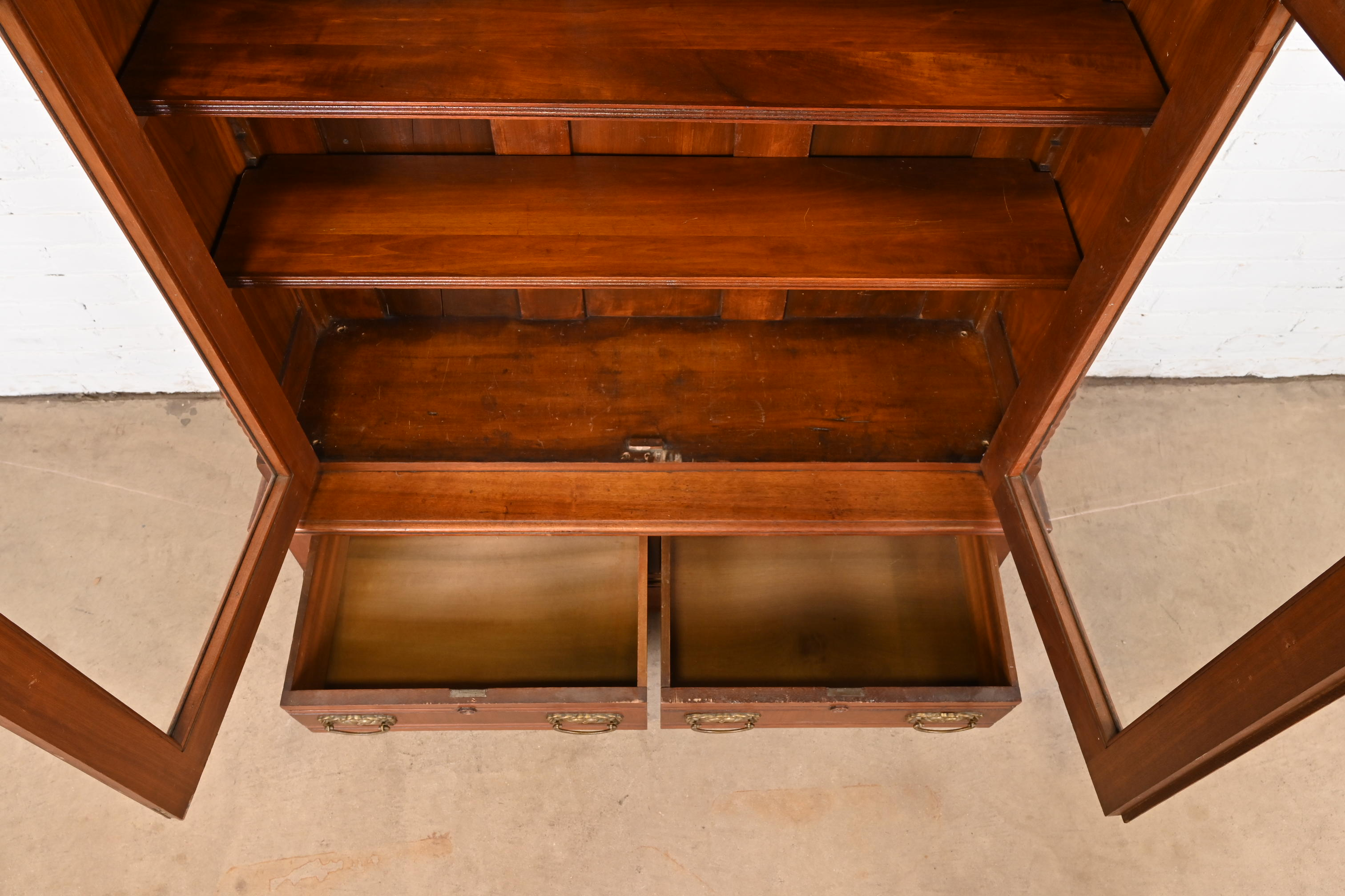 Herter Brothers Style Antique Eastlake Victorian Carved Walnut Bookcase, Circa 1880s - Image 8
