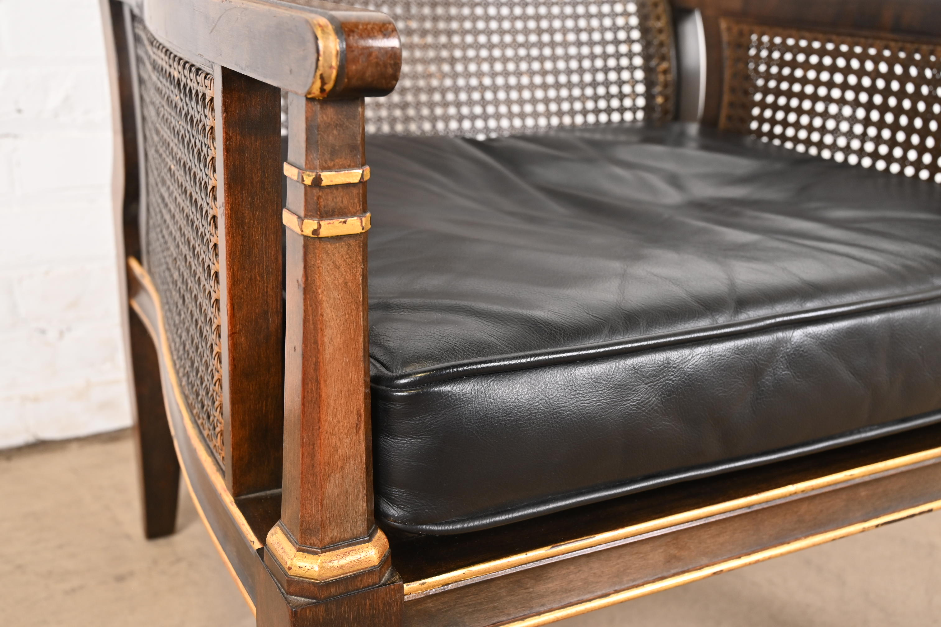 John Widdicomb Mid-Century Hollywood Regency Maple and Cane Parcel Gilt Armchair or Club Chair, Circa 1950s - Image 9
