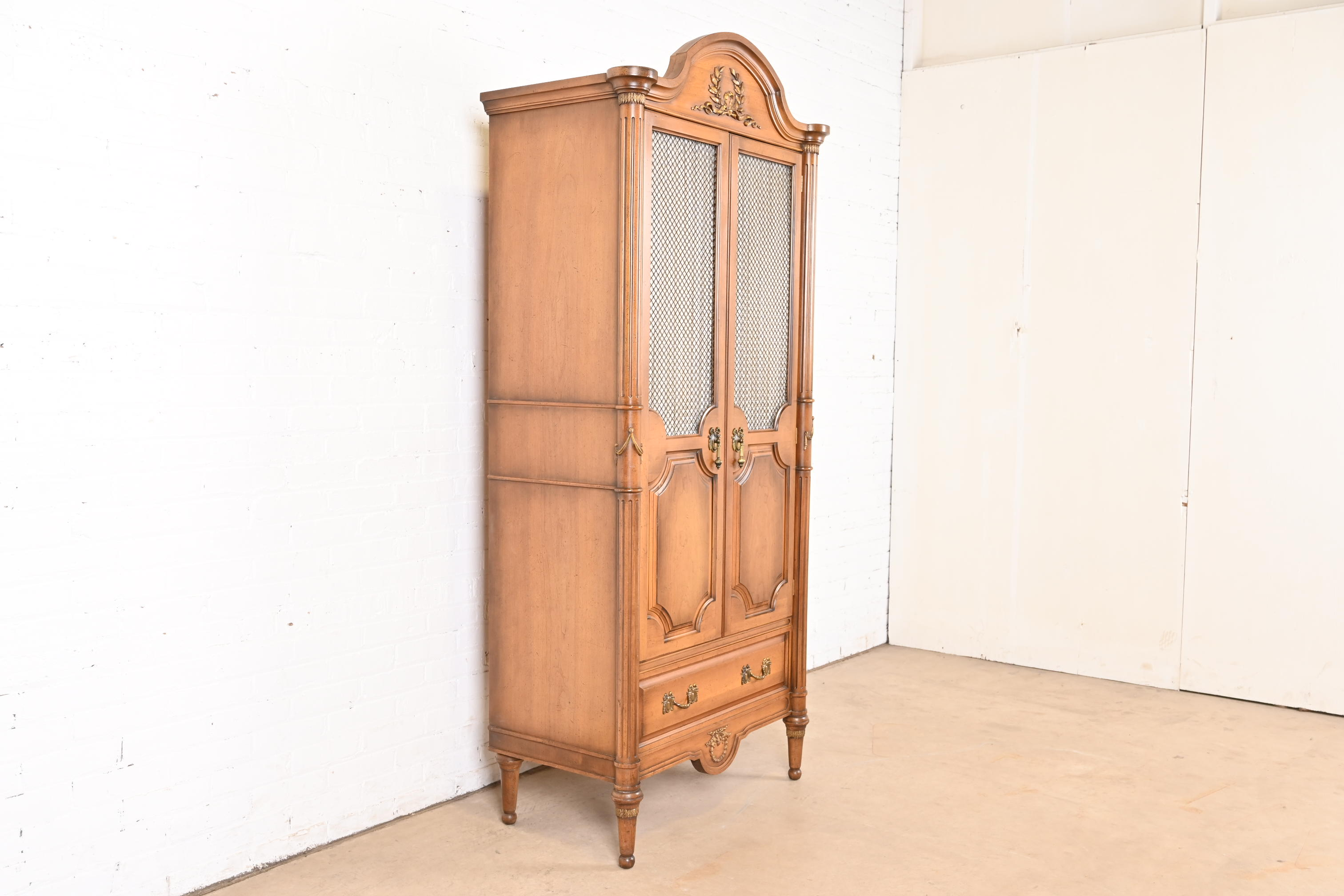 Karges Style French Regency Louis XVI Fruitwood Armoire Dresser or Linen Press, Circa 1960s - Image 4
