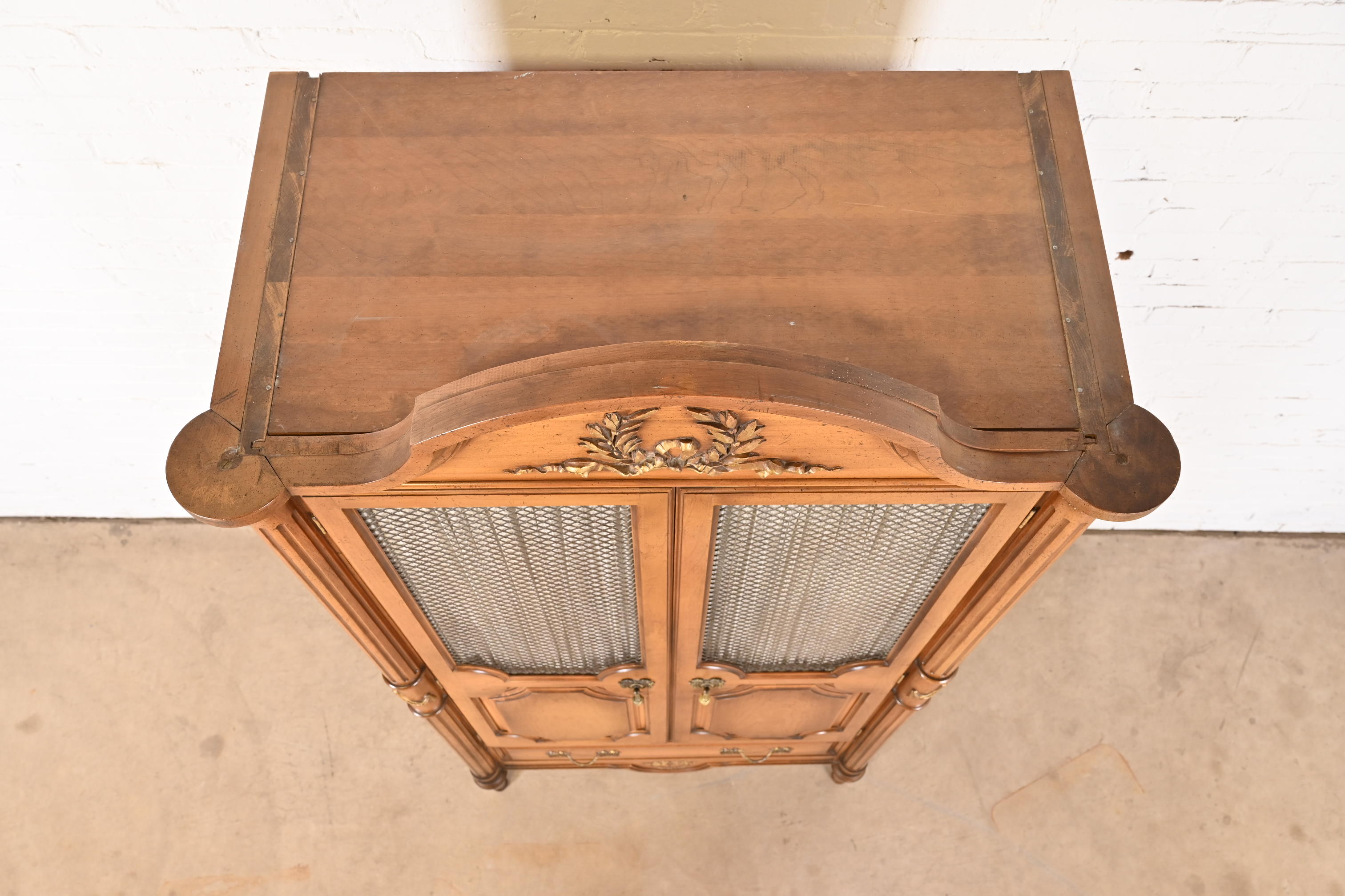 Karges Style French Regency Louis XVI Fruitwood Armoire Dresser or Linen Press, Circa 1960s - Image 9