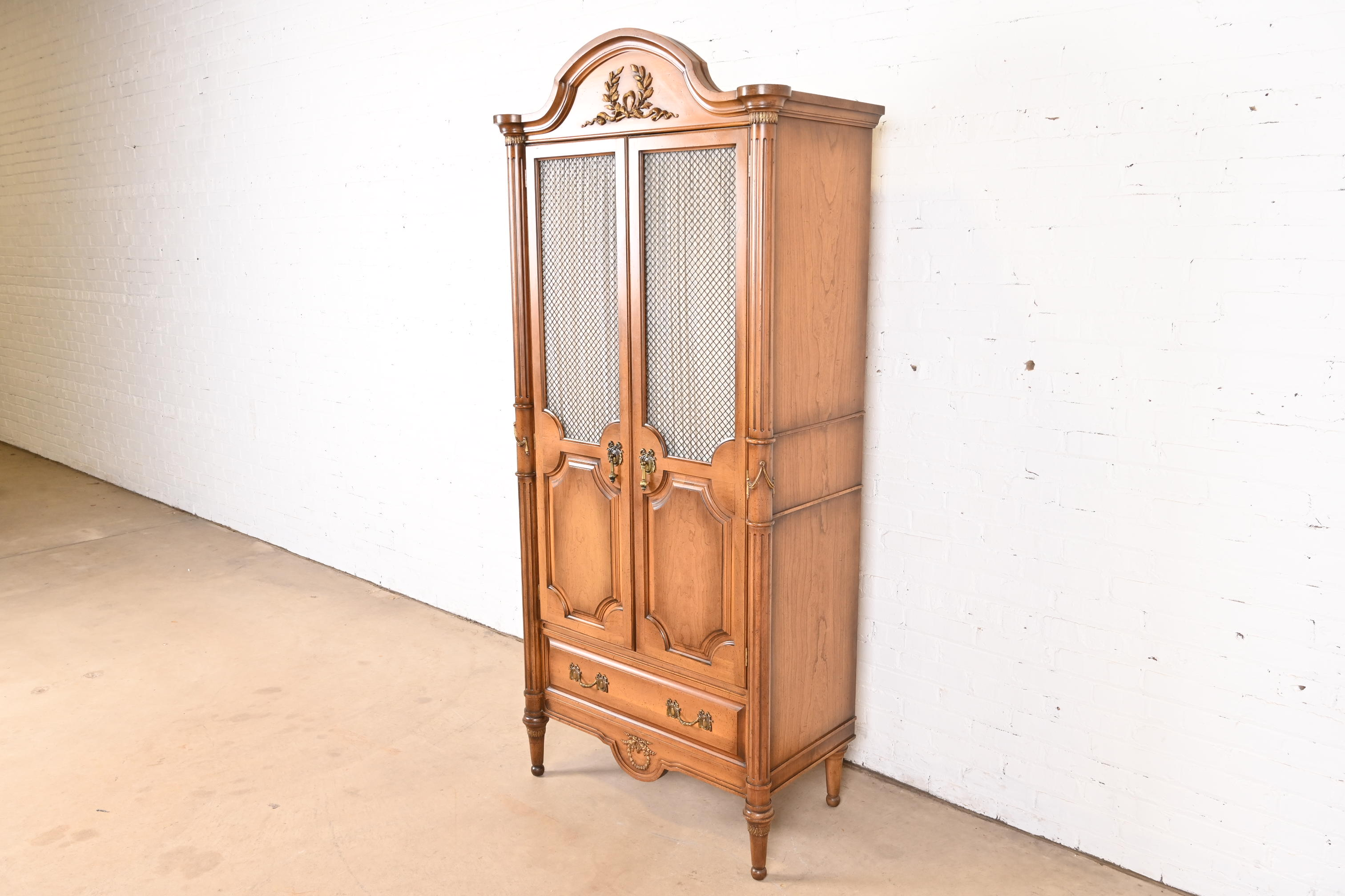 Karges Style French Regency Louis XVI Fruitwood Armoire Dresser or Linen Press, Circa 1960s - Image 3