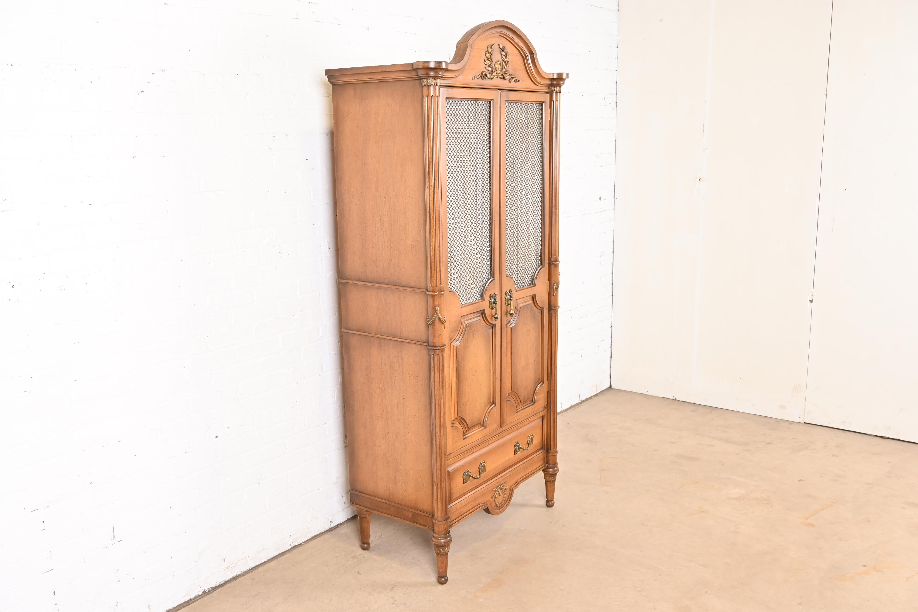 Karges Style French Regency Louis XVI Fruitwood Armoire Dresser or Linen Press, Circa 1960s - Image 5