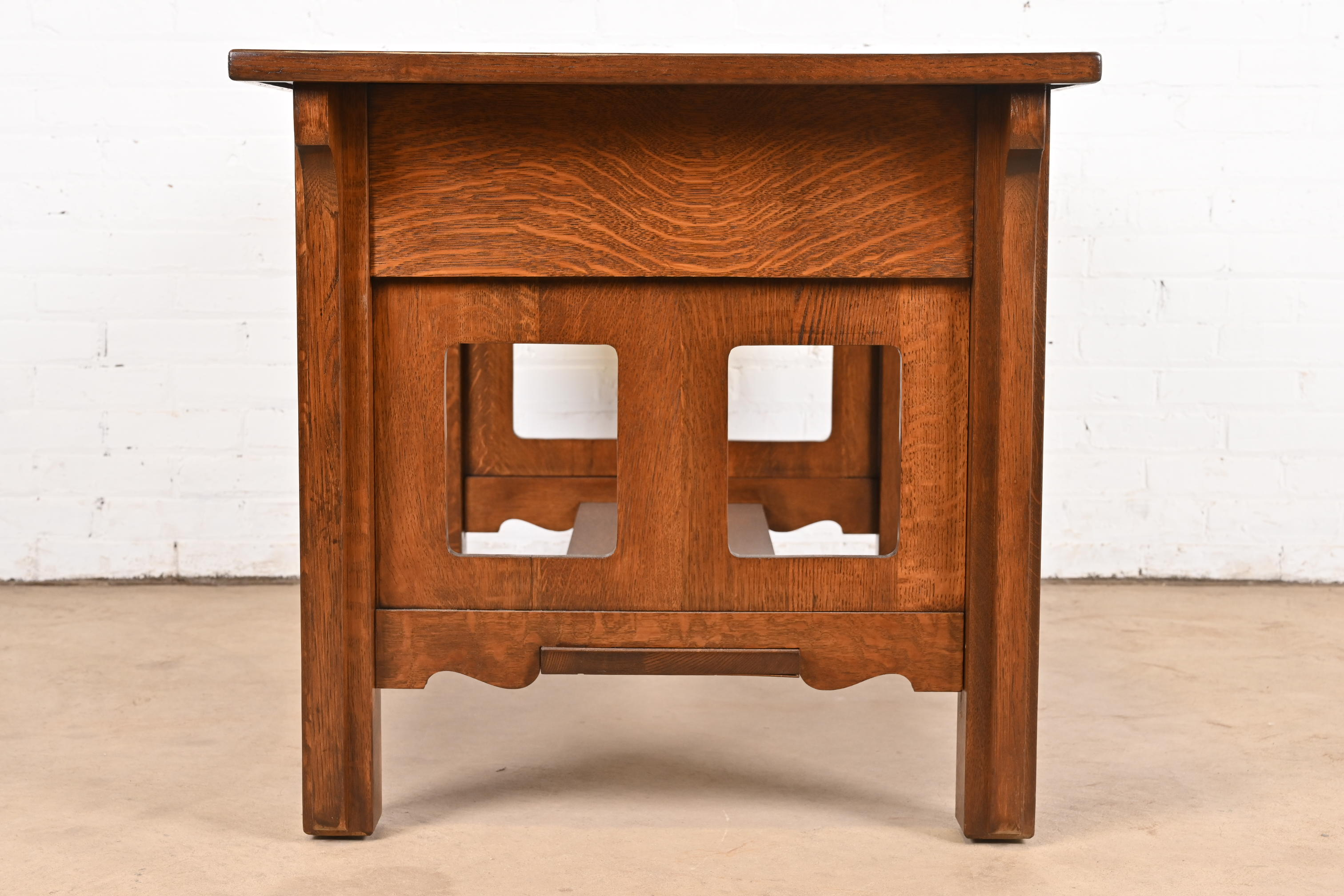 Lifetime Furniture Antique Mission Oak Arts & Crafts Desk or Library Table, Newly Refinished - Image 10