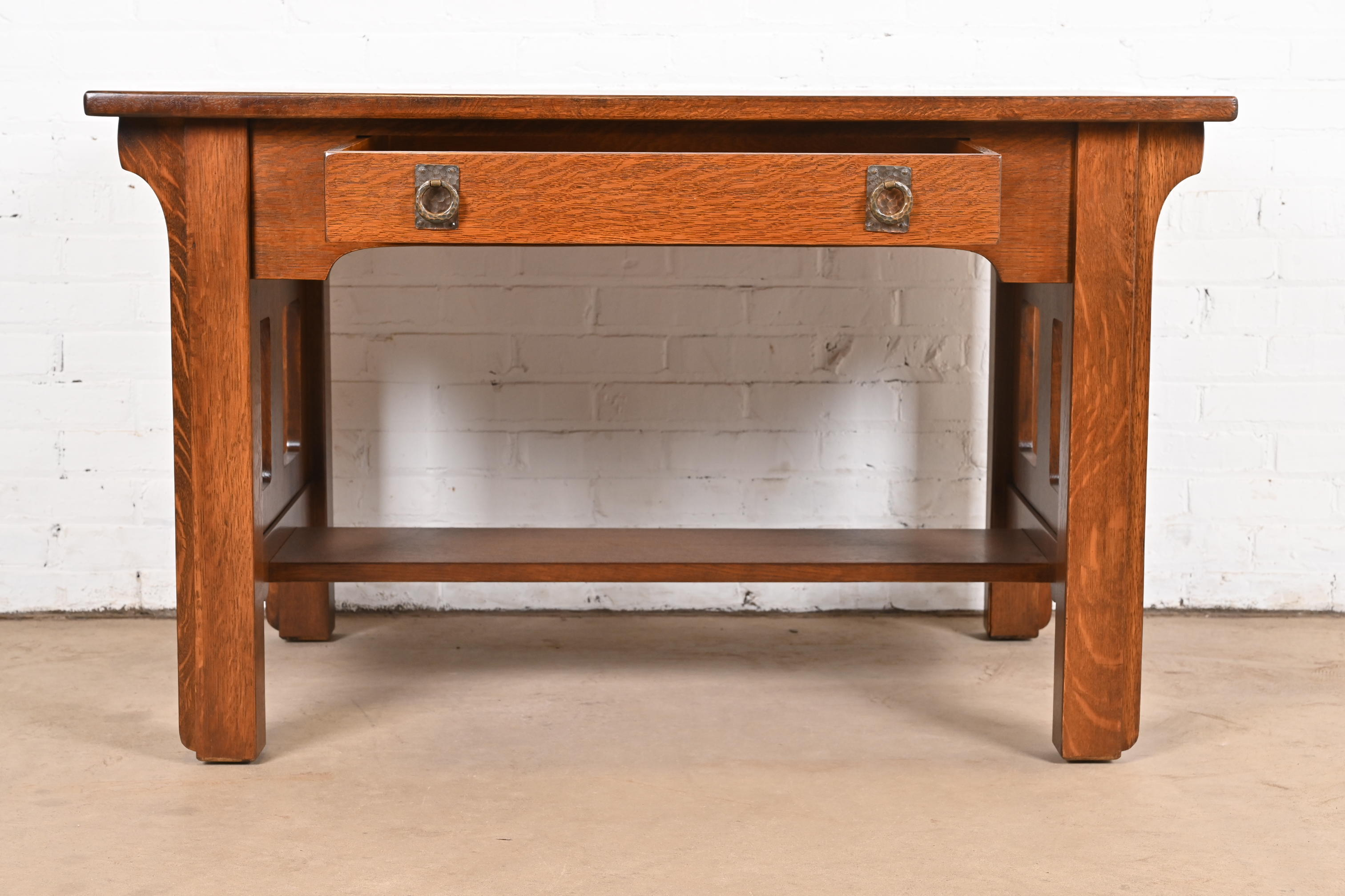 Lifetime Furniture Antique Mission Oak Arts & Crafts Desk or Library Table, Newly Refinished - Image 6