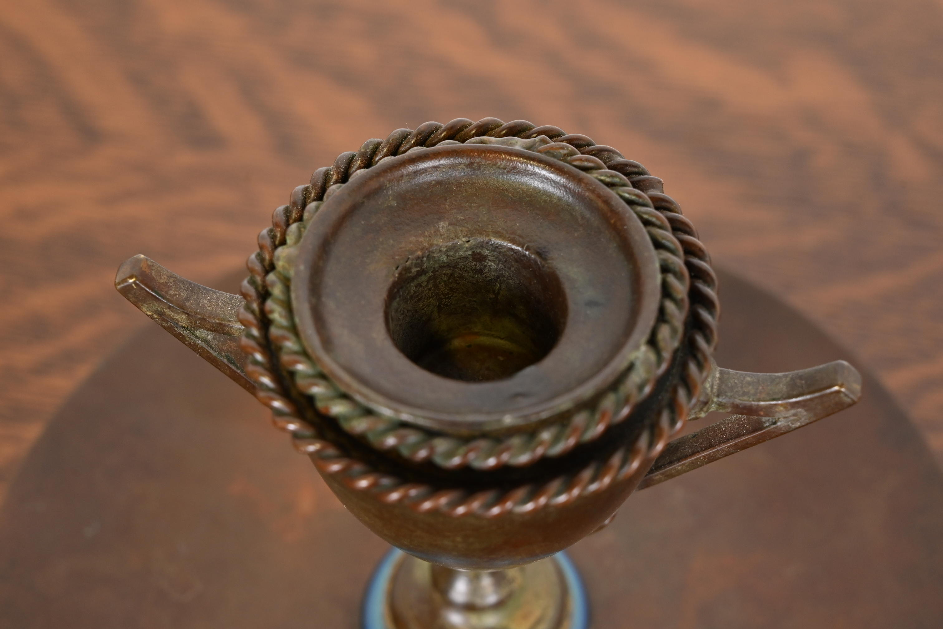 Louis Comfort Tiffany Furnaces Bronze and Favrile Glass Candlestick, 1920s - Image 7