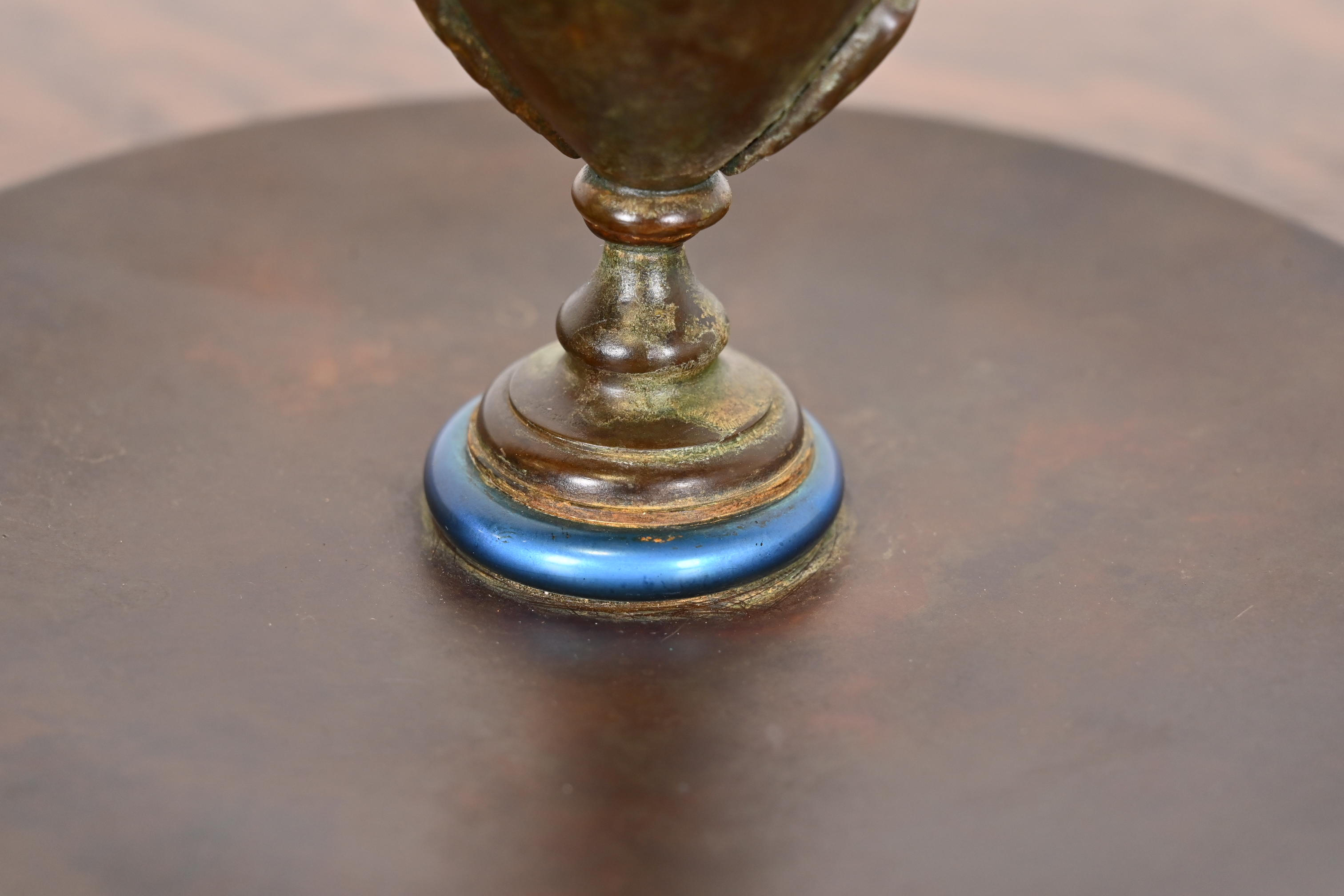 Louis Comfort Tiffany Furnaces Bronze and Favrile Glass Candlestick, 1920s - Image 8