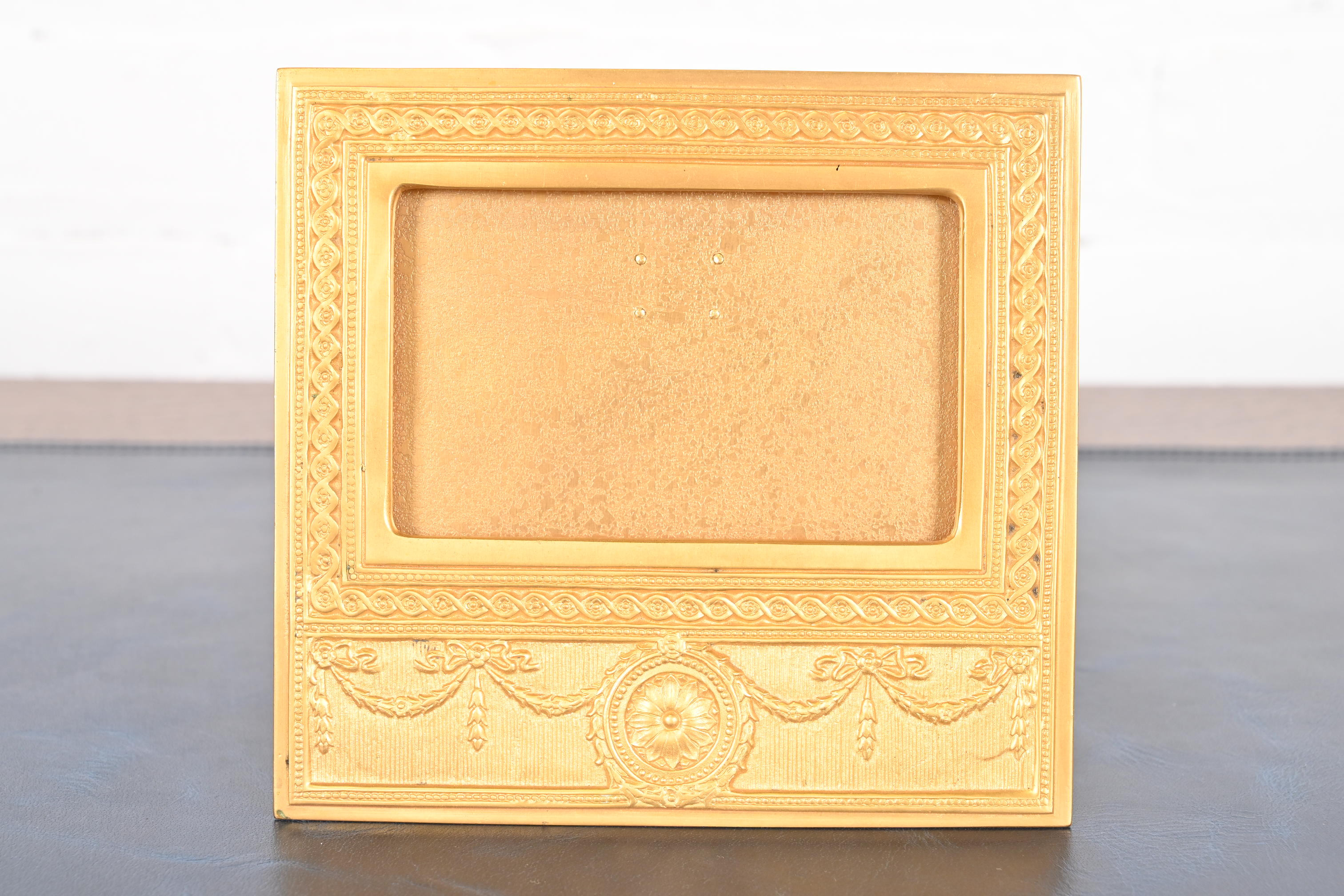 Tiffany Studios New York Adam Bronze Doré Desk Calendar Frame or Picture Frame